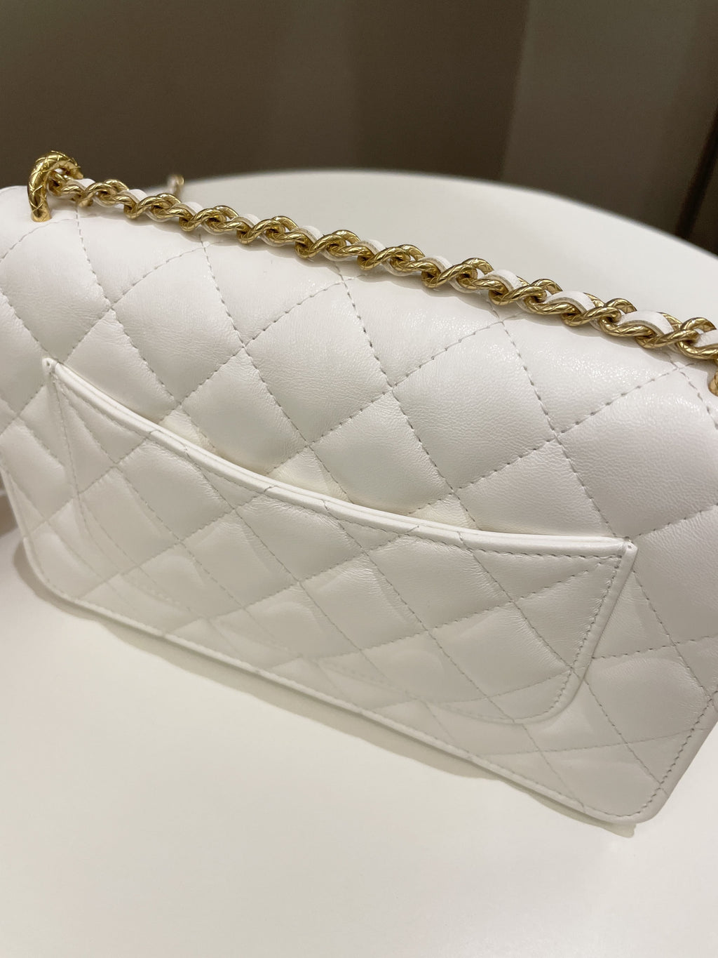 Chanel Quilted Wallet on Chain White Calfskin