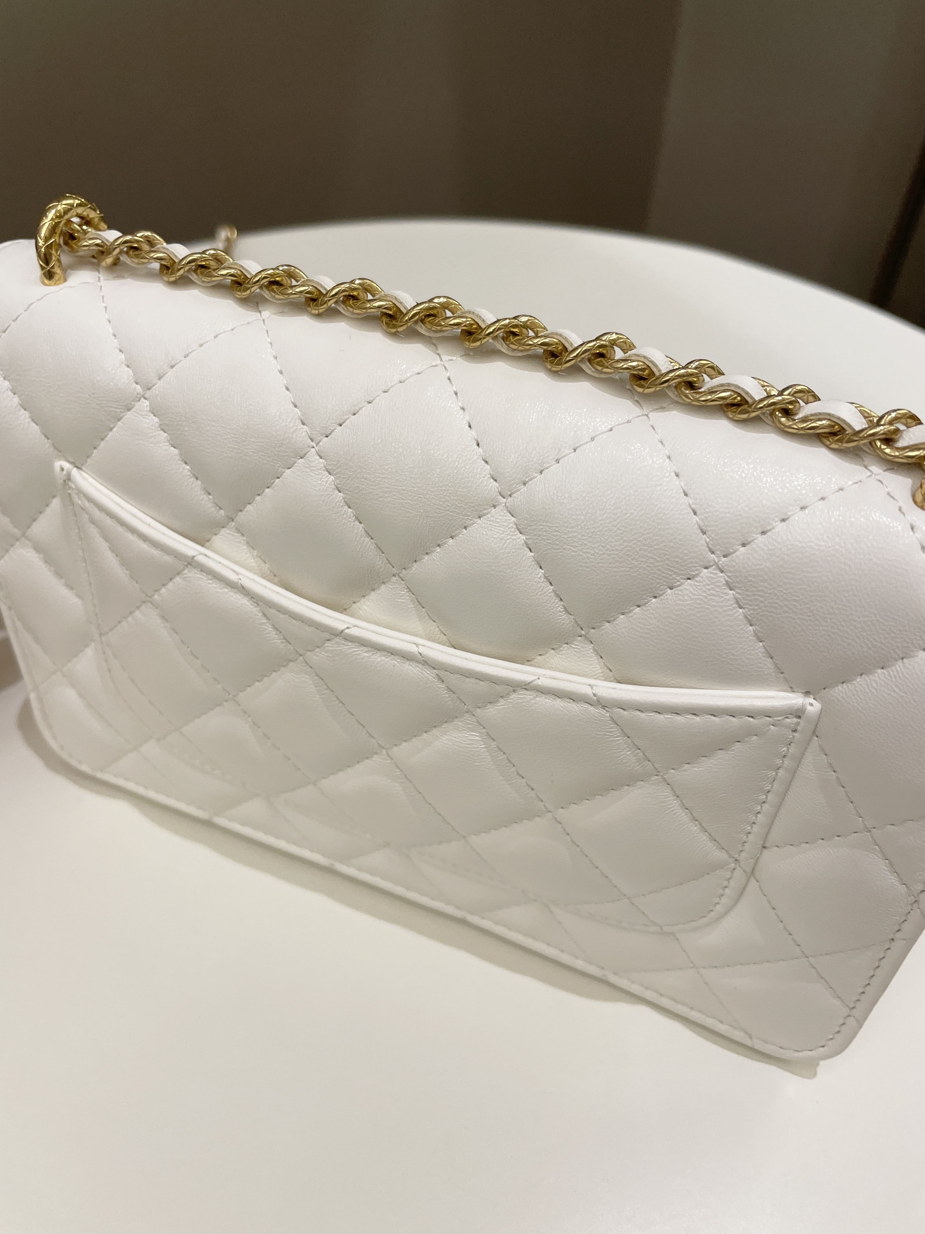 Chanel Quilted Wallet on Chain White Calfskin
