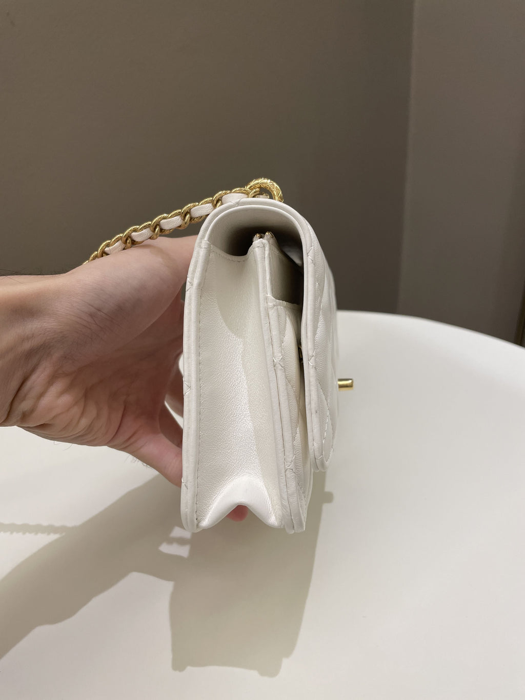 Chanel Quilted Wallet on Chain White Calfskin