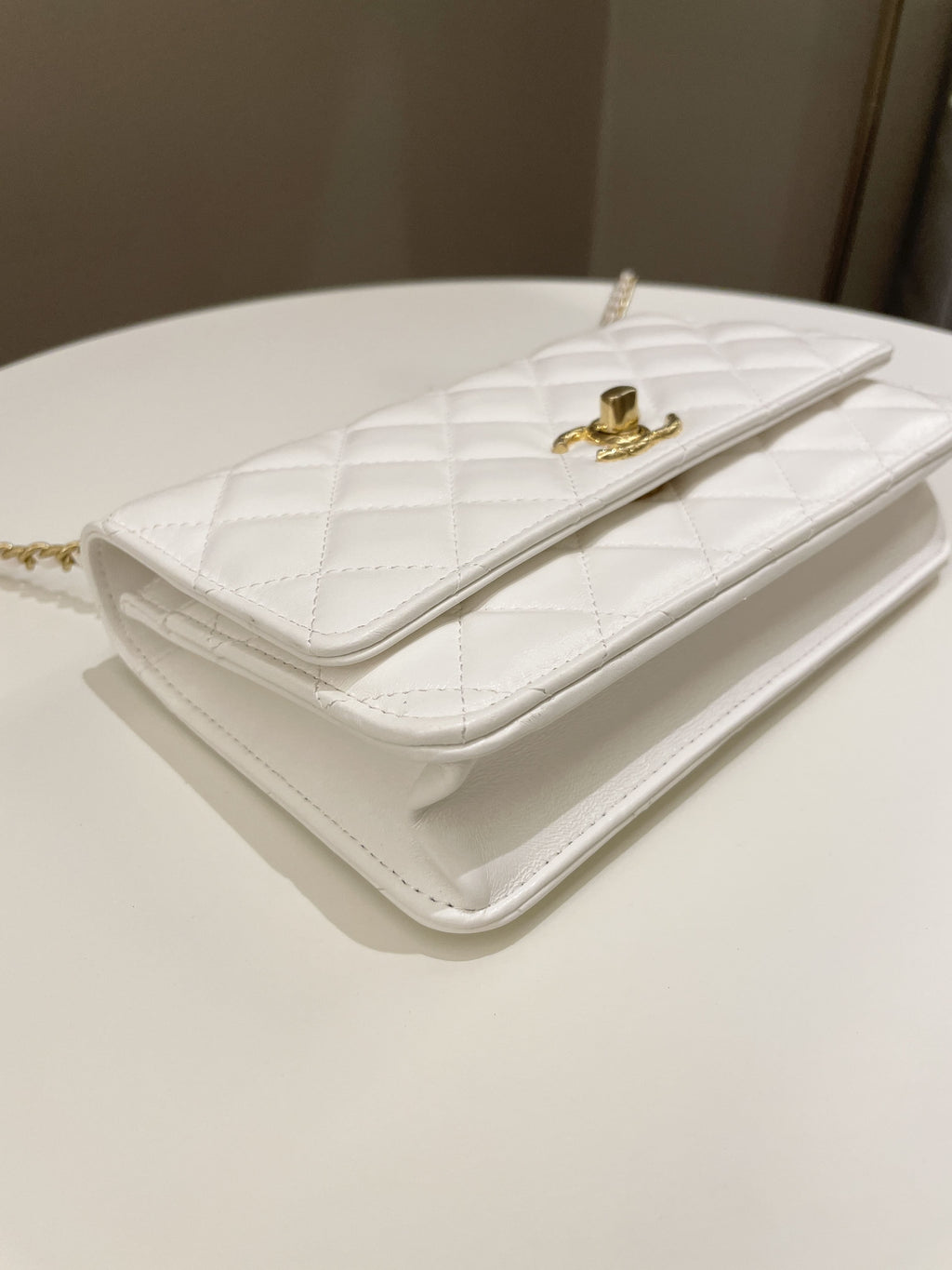 Chanel Quilted Wallet on Chain White Calfskin