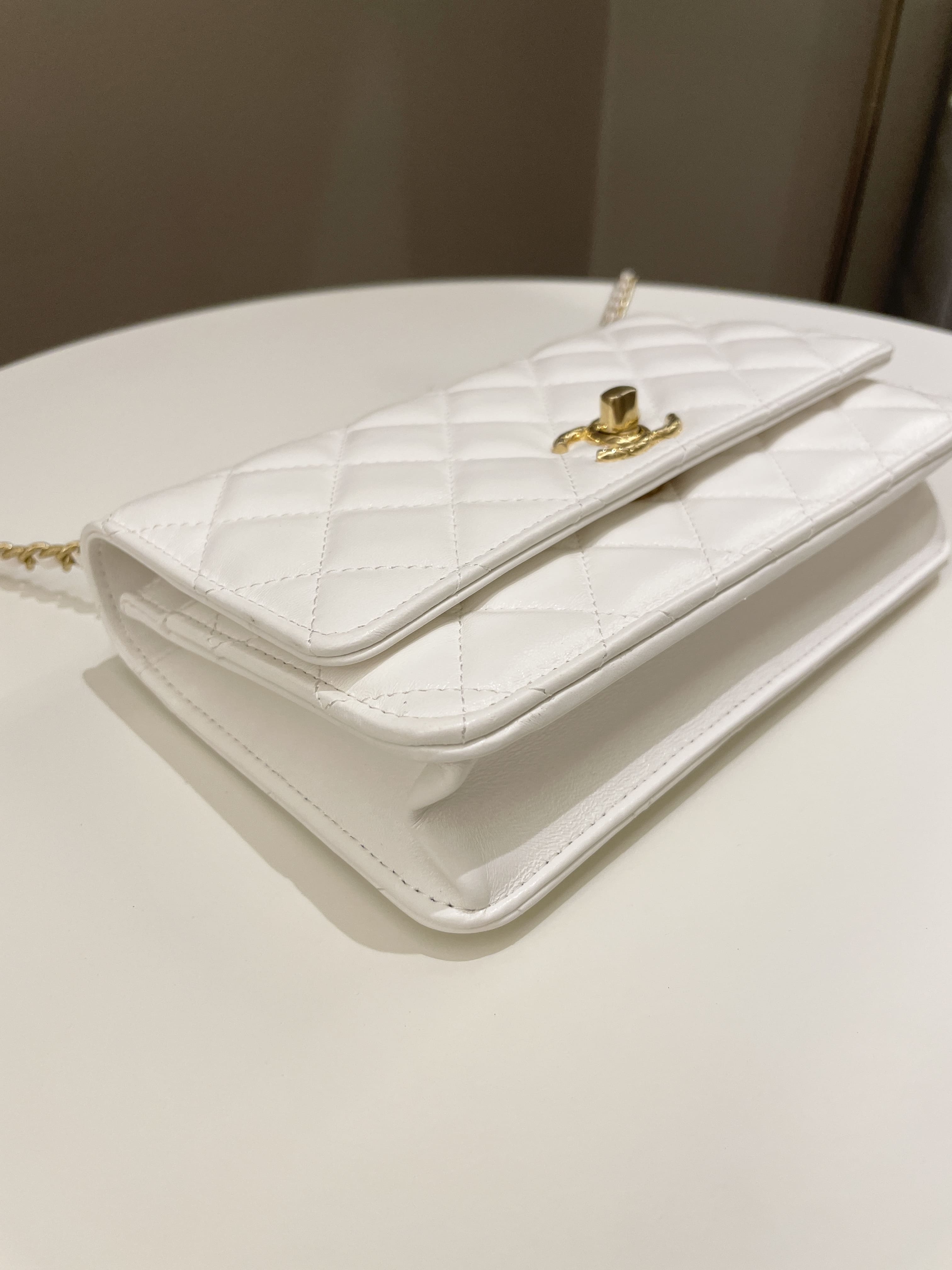 Chanel Quilted Wallet on Chain White Calfskin