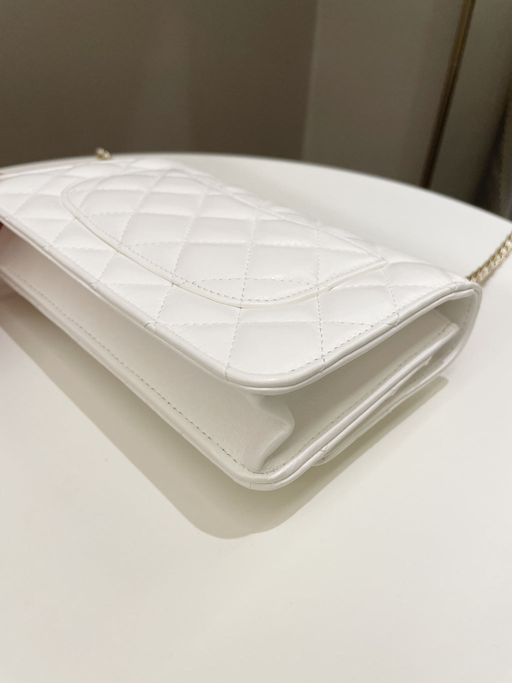 Chanel Quilted Wallet on Chain White Calfskin