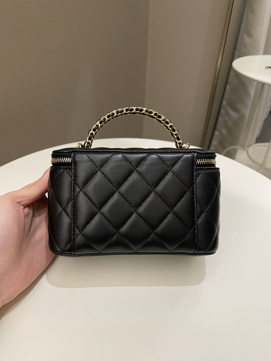 Chanel Top Handle Quilted Mini Vanity Rectangular Black Lambskin