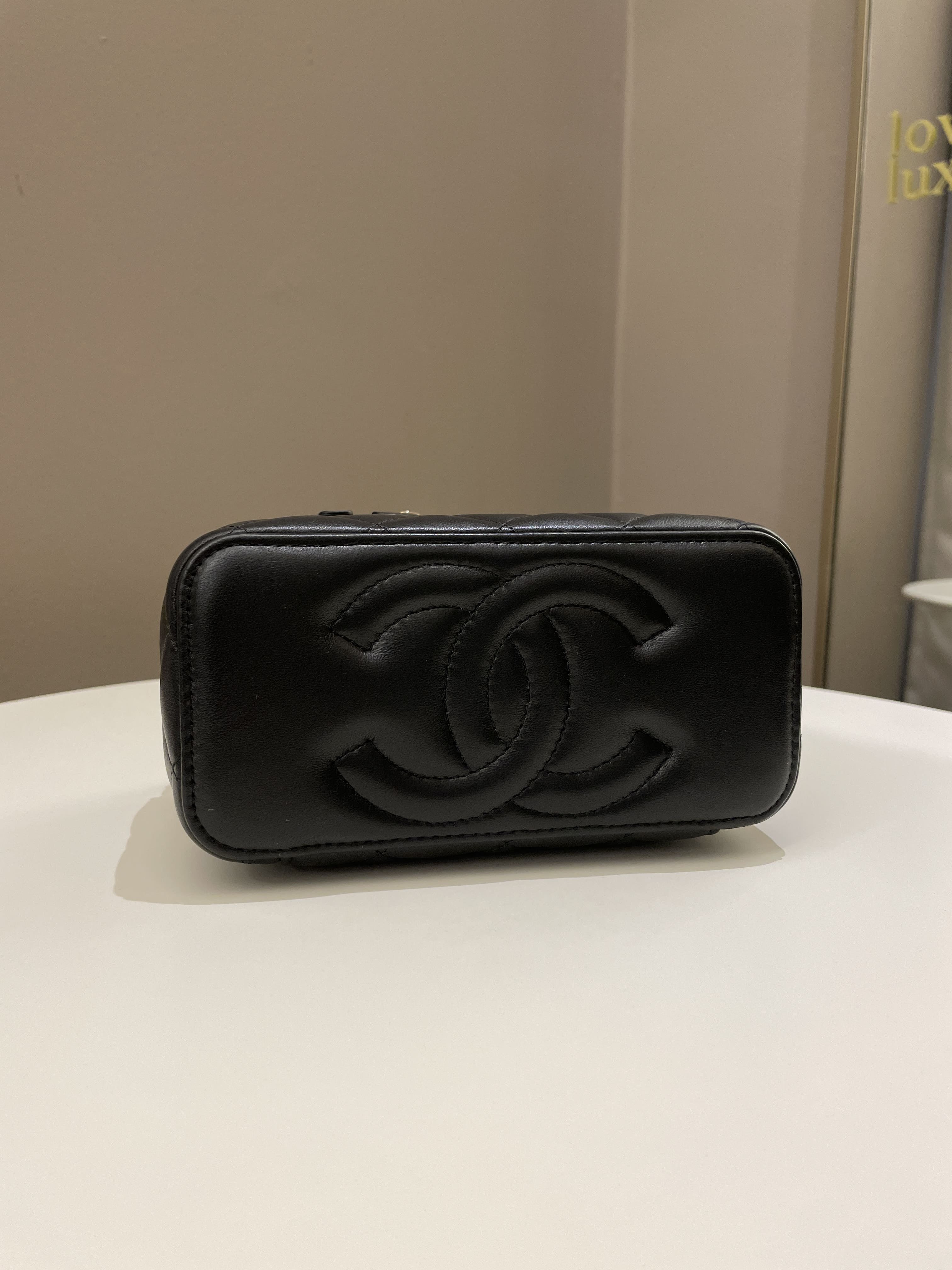 Chanel Top Handle Quilted Mini Vanity Rectangular Black Lambskin