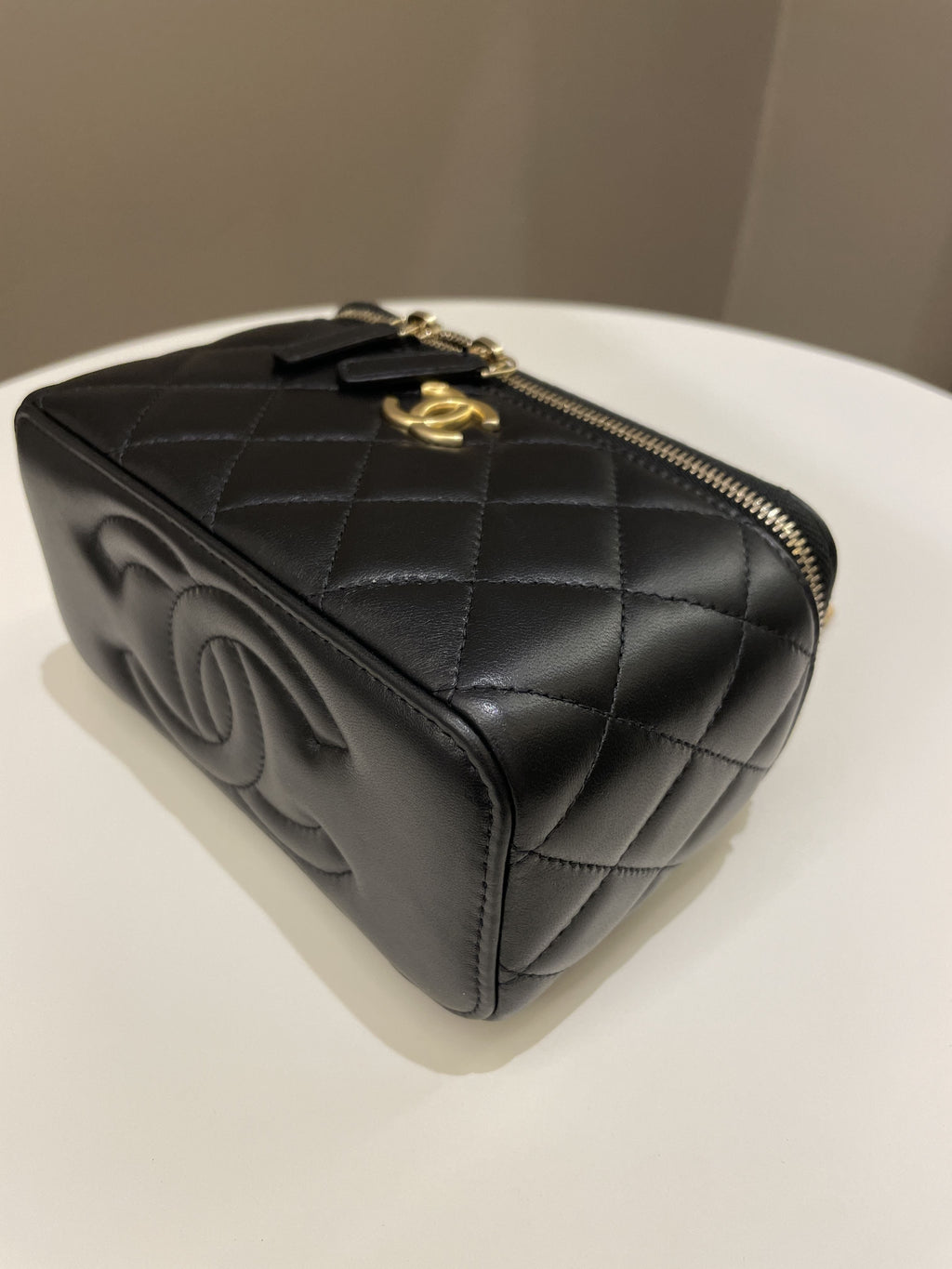 Chanel Top Handle Quilted Mini Vanity Rectangular Black Lambskin