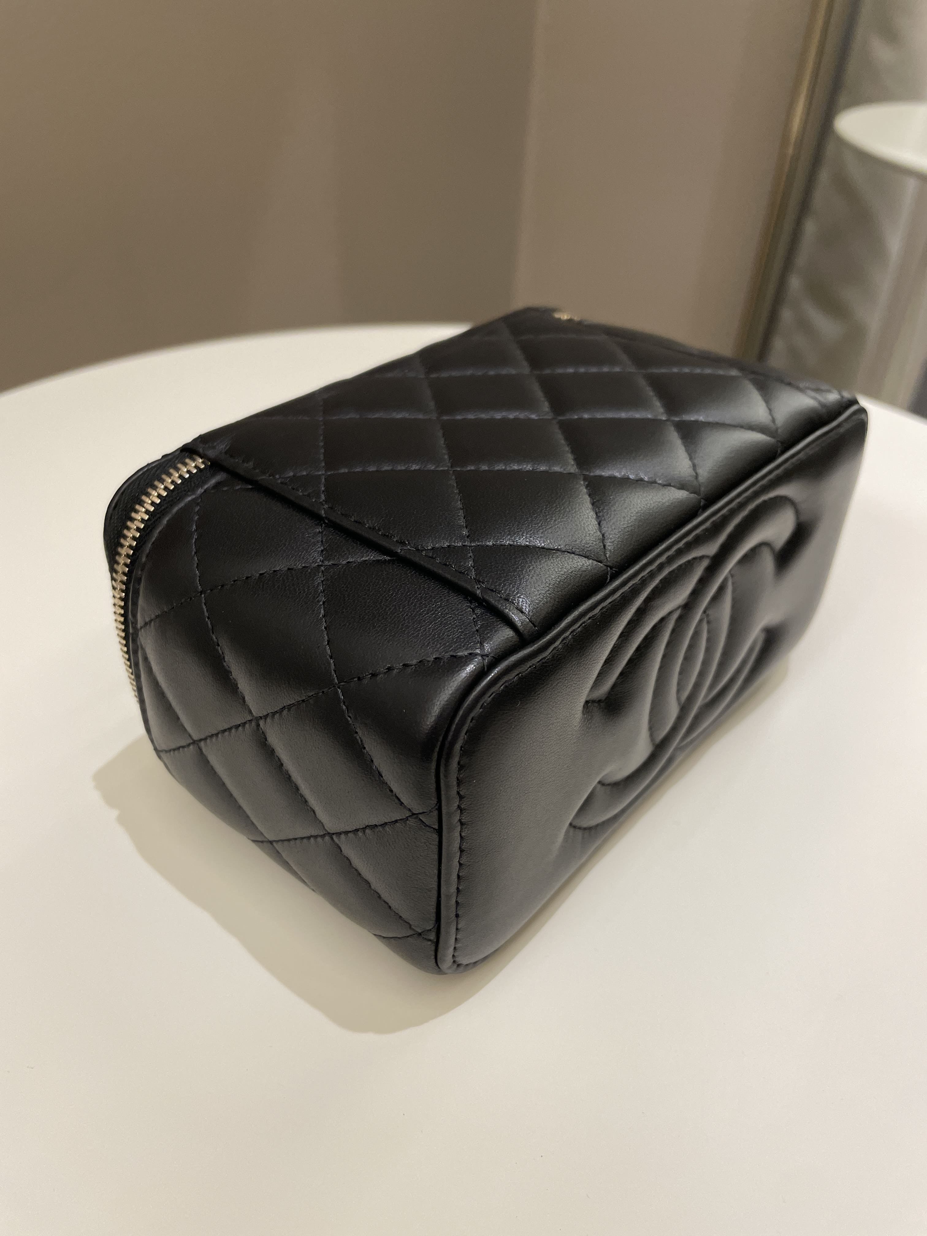 Chanel Top Handle Quilted Mini Vanity Rectangular Black Lambskin