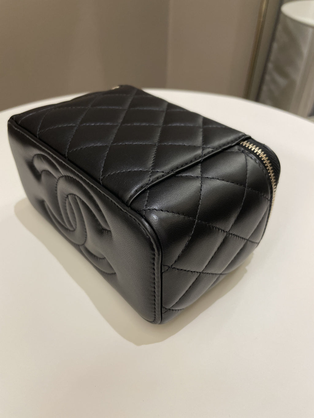 Chanel Top Handle Quilted Mini Vanity Rectangular Black Lambskin