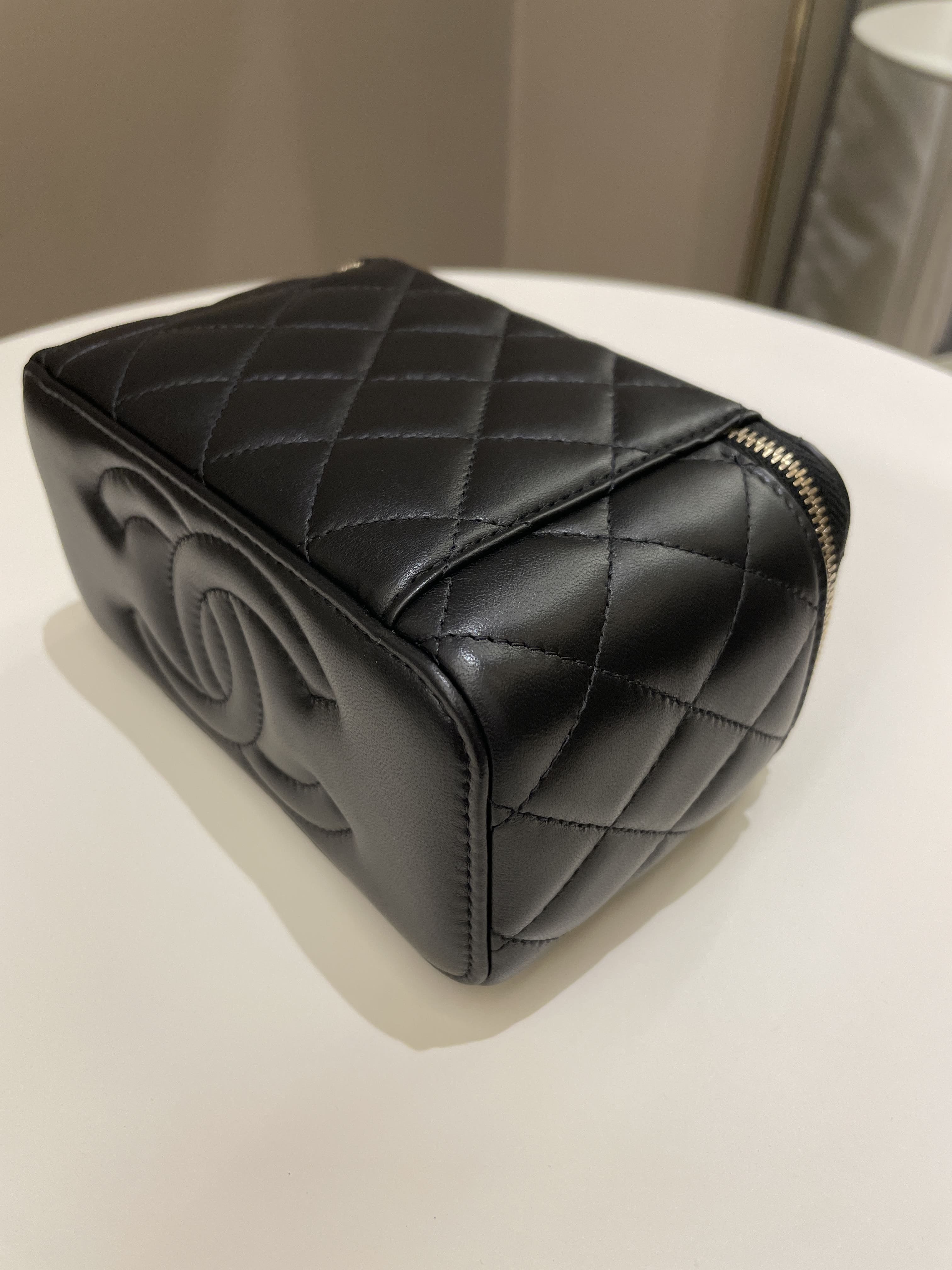 Chanel Top Handle Quilted Mini Vanity Rectangular Black Lambskin