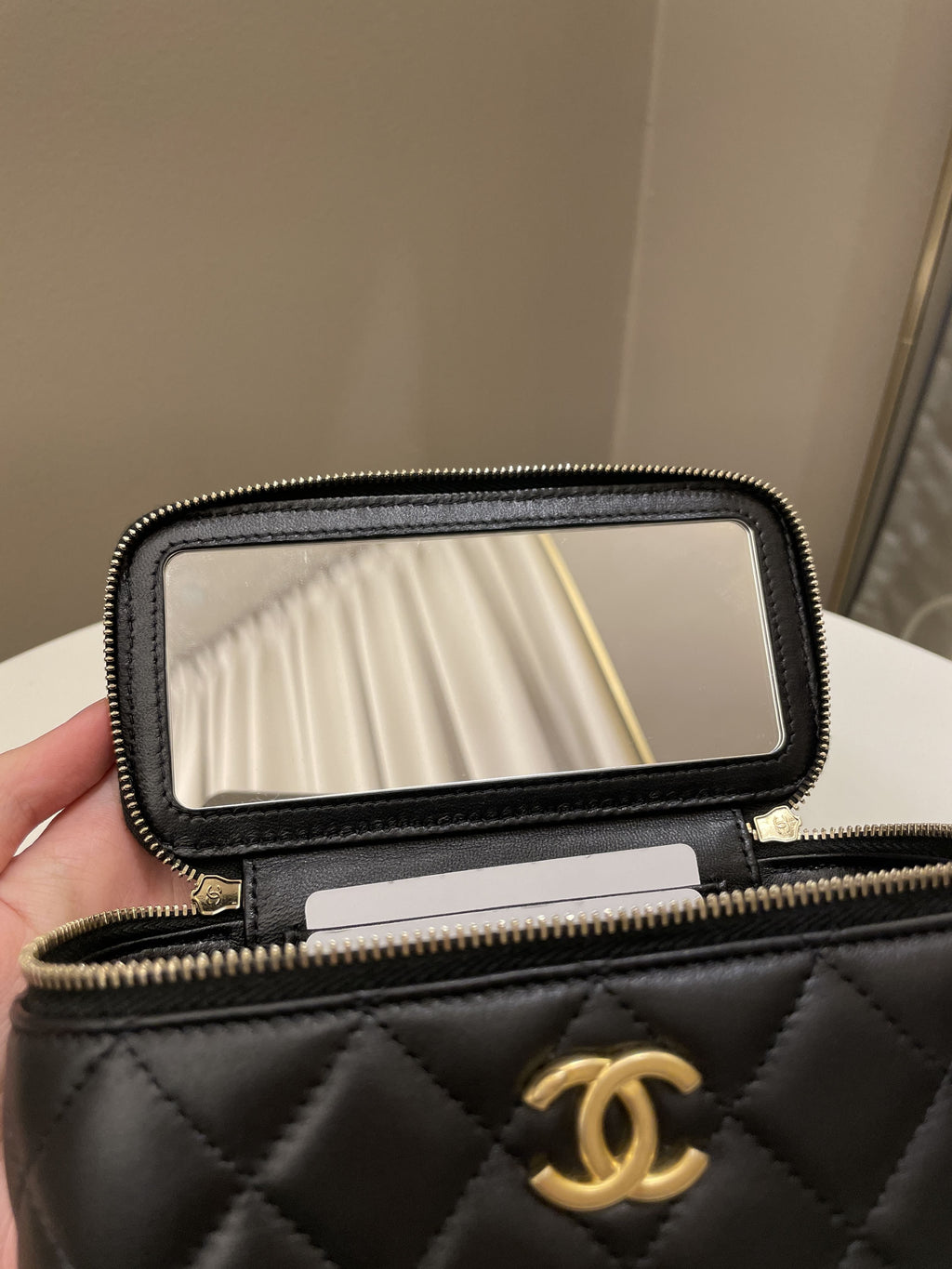 Chanel Top Handle Quilted Mini Vanity Rectangular Black Lambskin