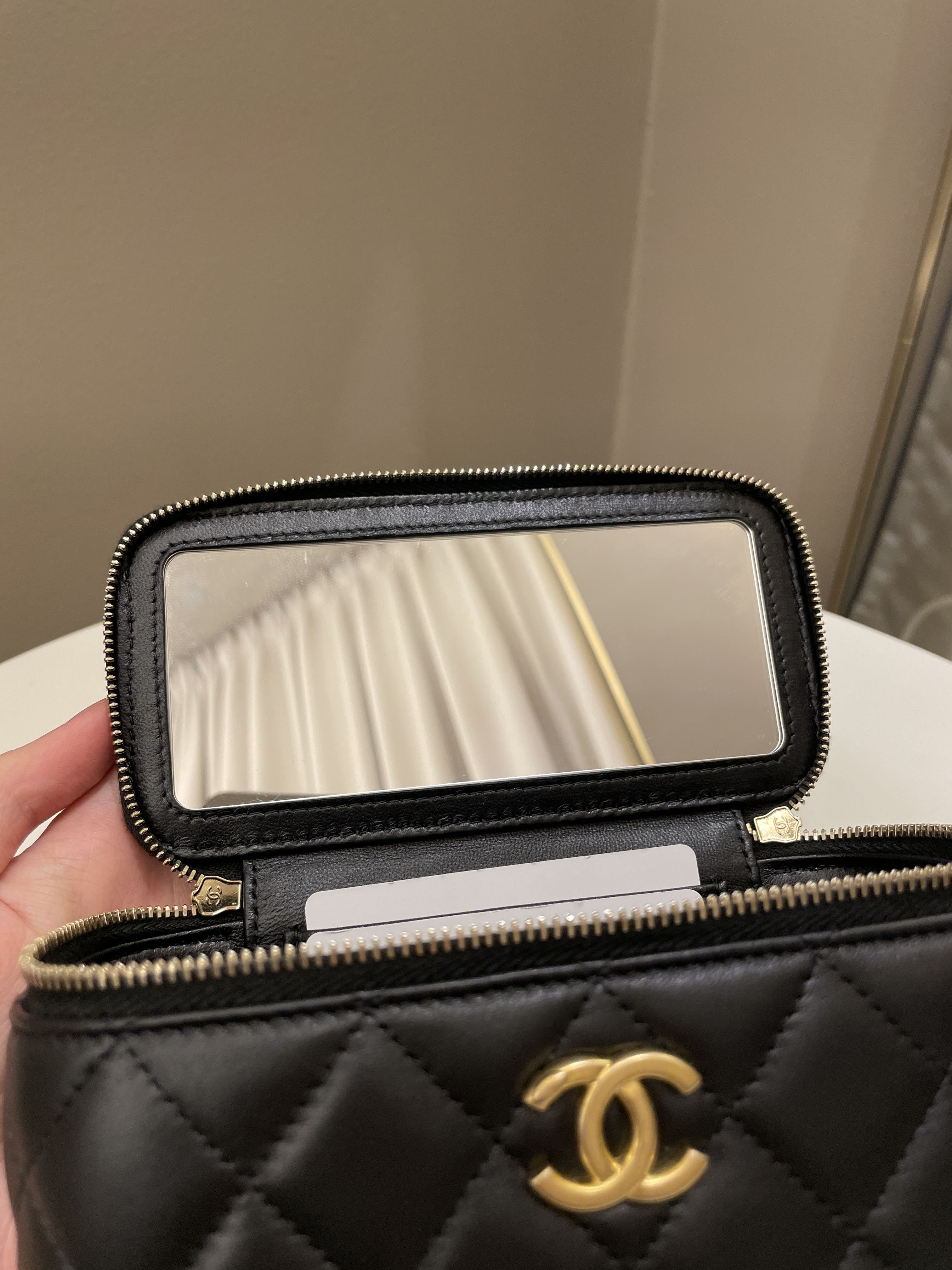 Chanel Top Handle Quilted Mini Vanity Rectangular Black Lambskin