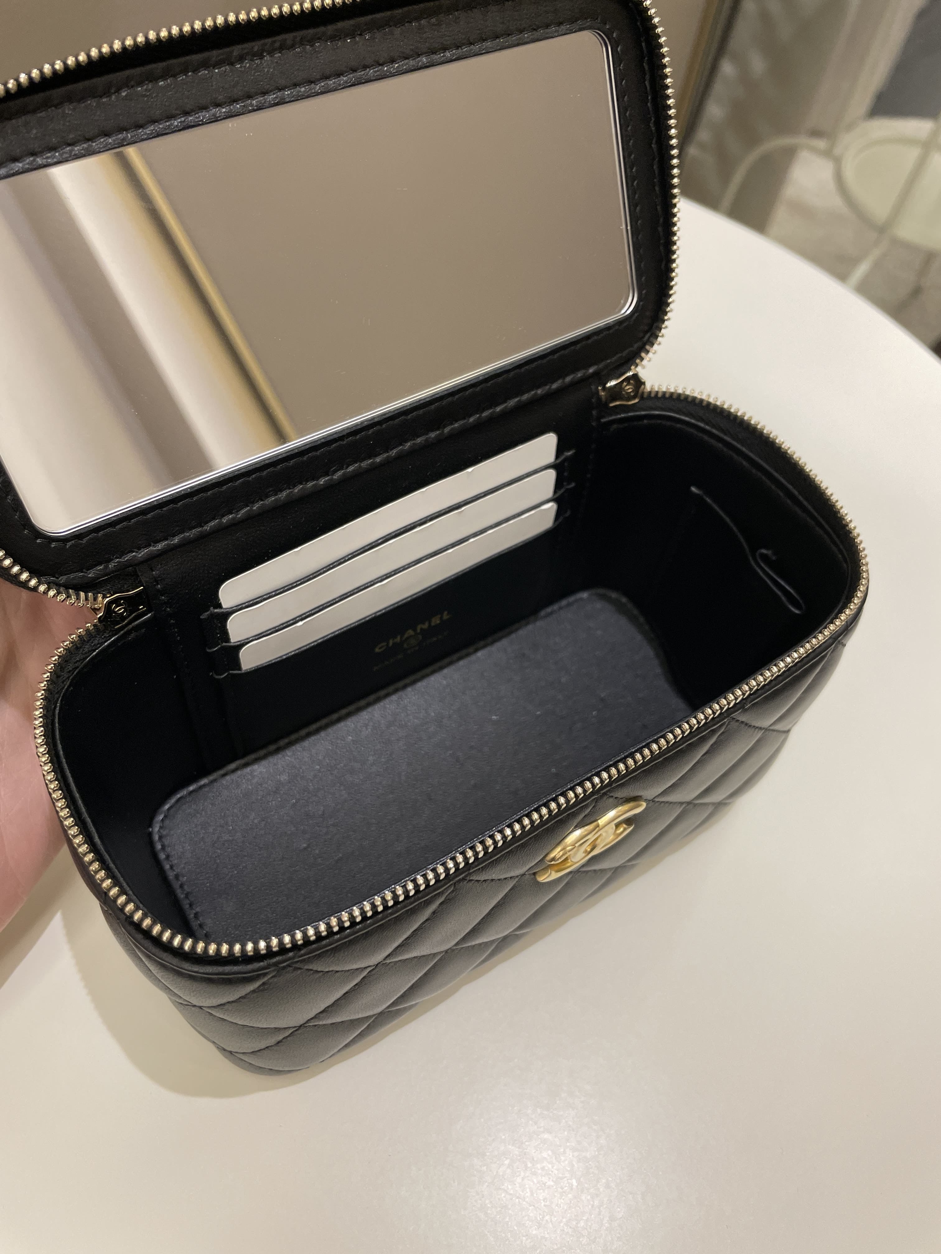 Chanel Top Handle Quilted Mini Vanity Rectangular Black Lambskin