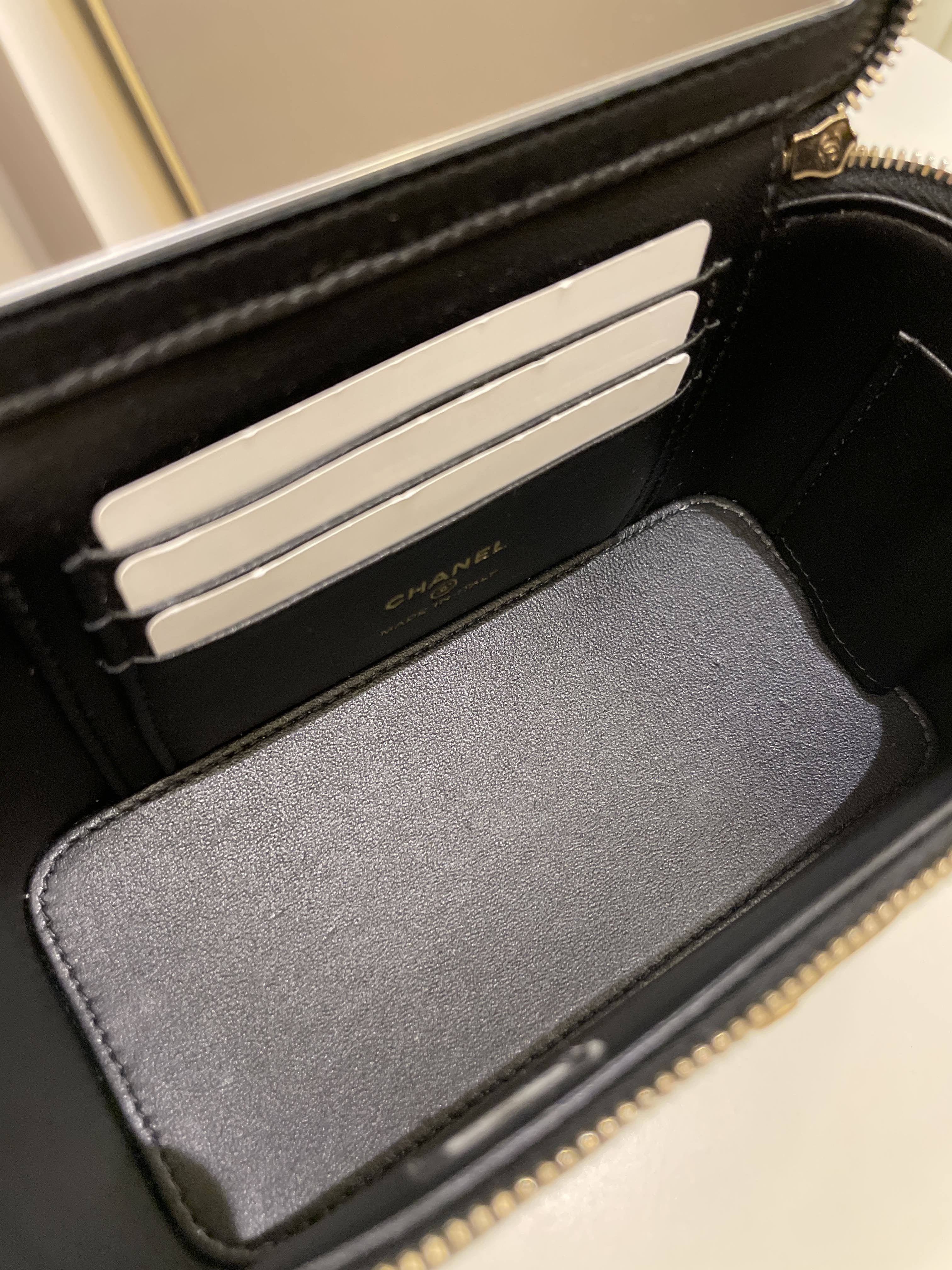 Chanel Top Handle Quilted Mini Vanity Rectangular Black Lambskin
