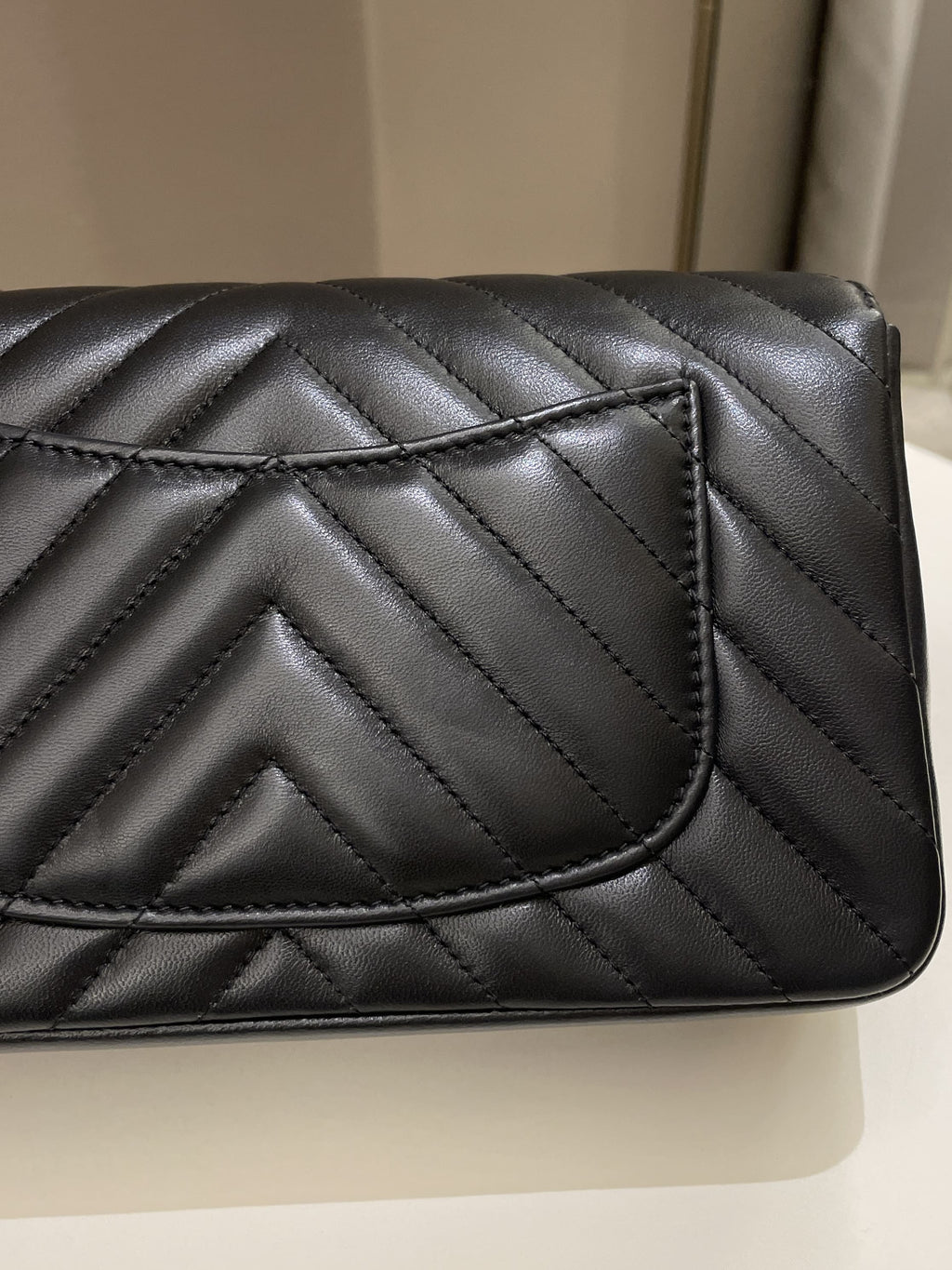 Chanel Classic Chevron Mini Rectangular Black Lambskin