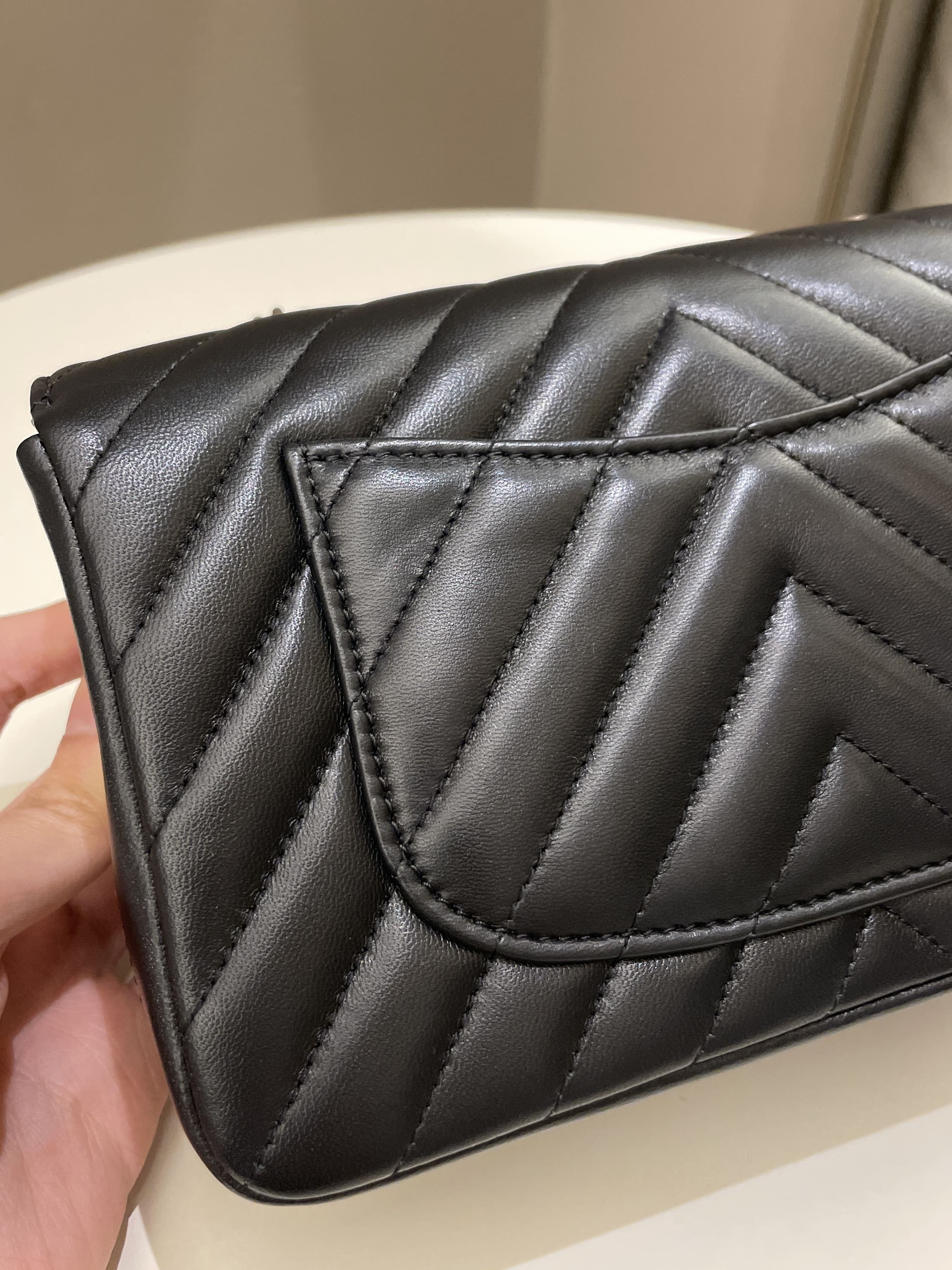 Chanel Classic Chevron Mini Rectangular Black Lambskin