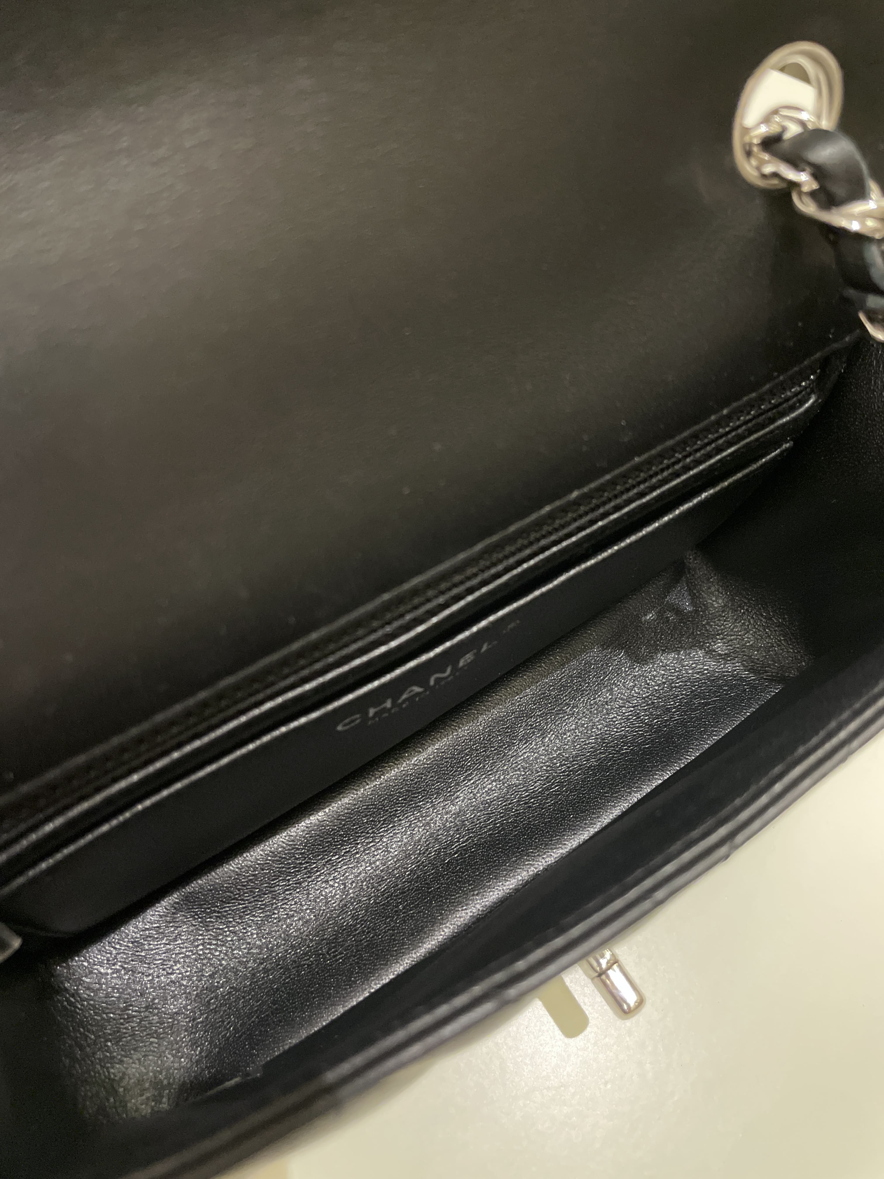 Chanel Classic Chevron Mini Rectangular Black Lambskin