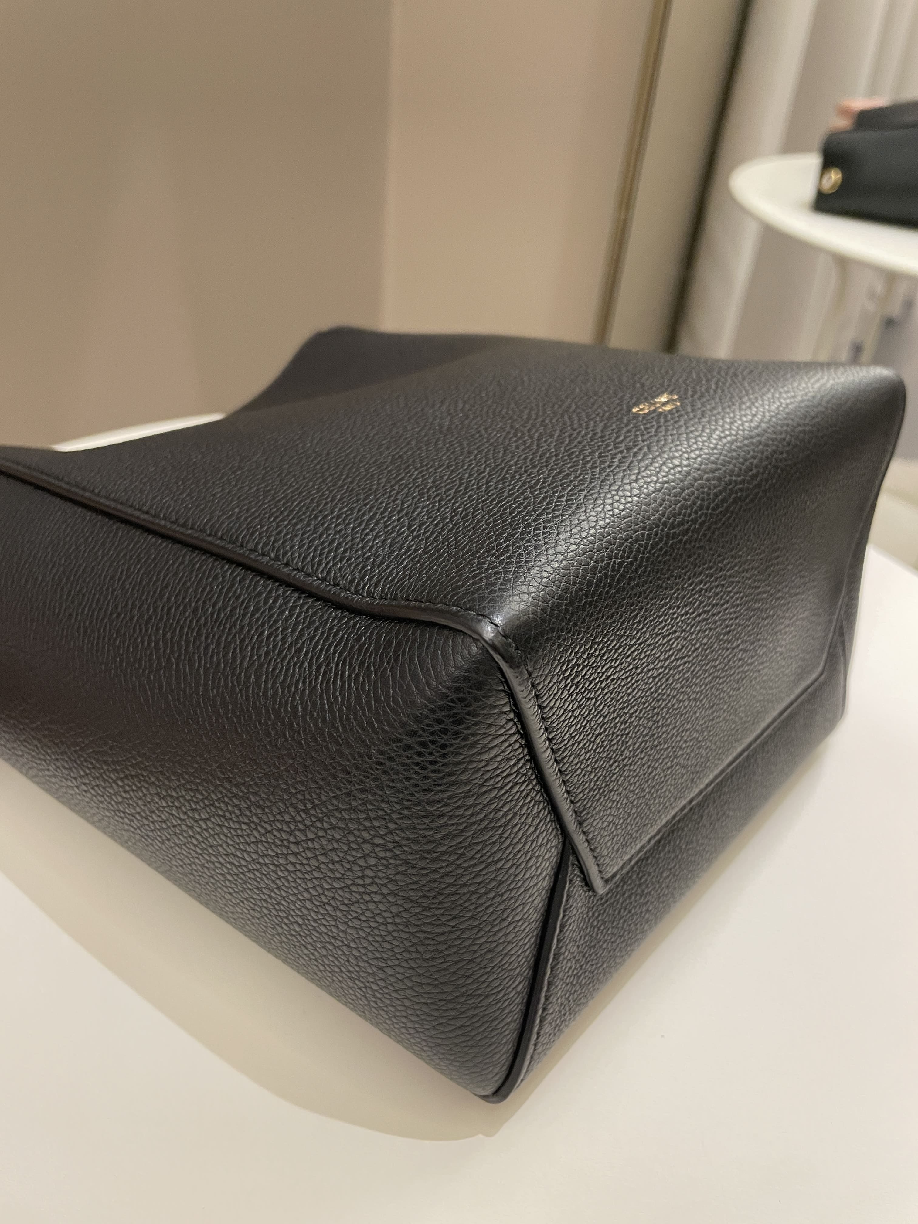 Celine Sangle Bucket Bag Black Grainy Calfskin