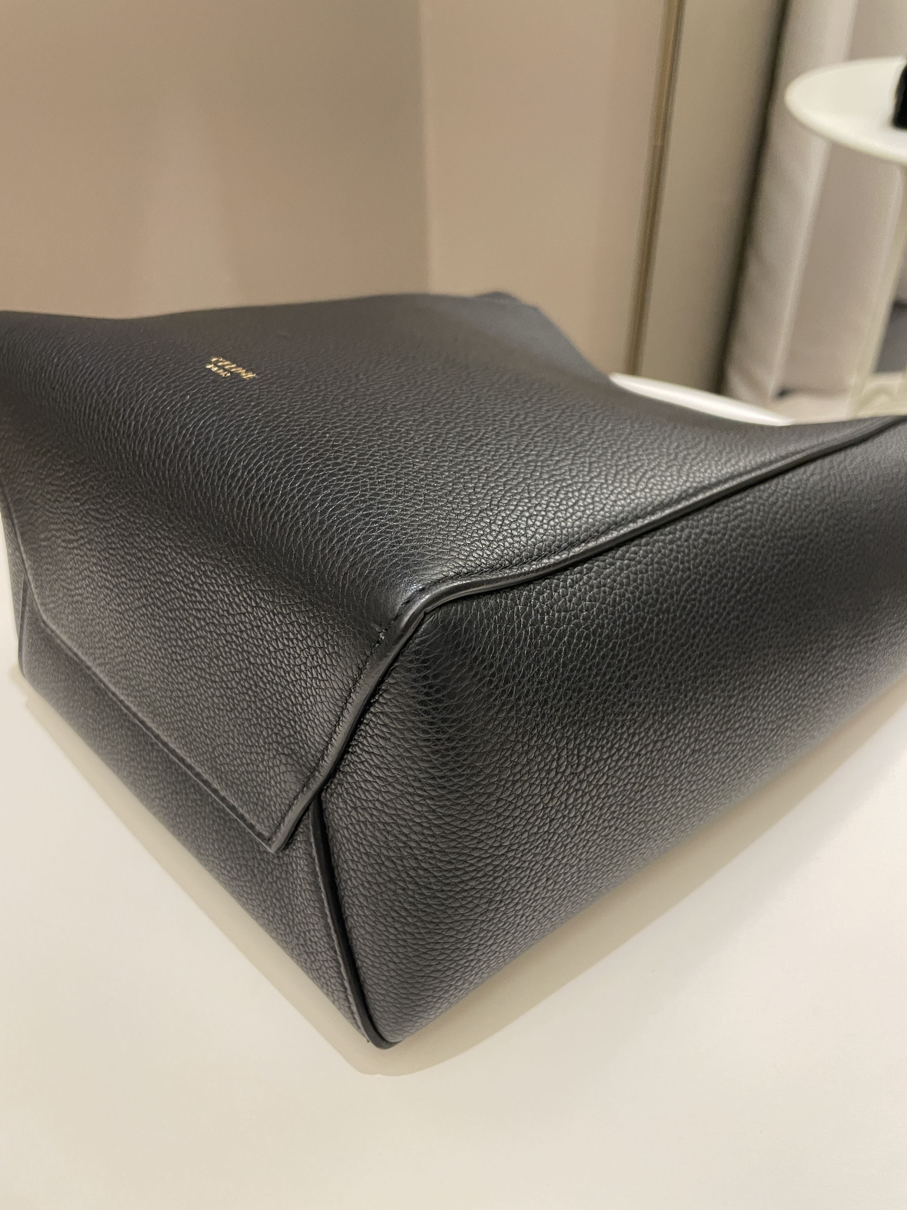 Celine Sangle Bucket Bag Black Grainy Calfskin