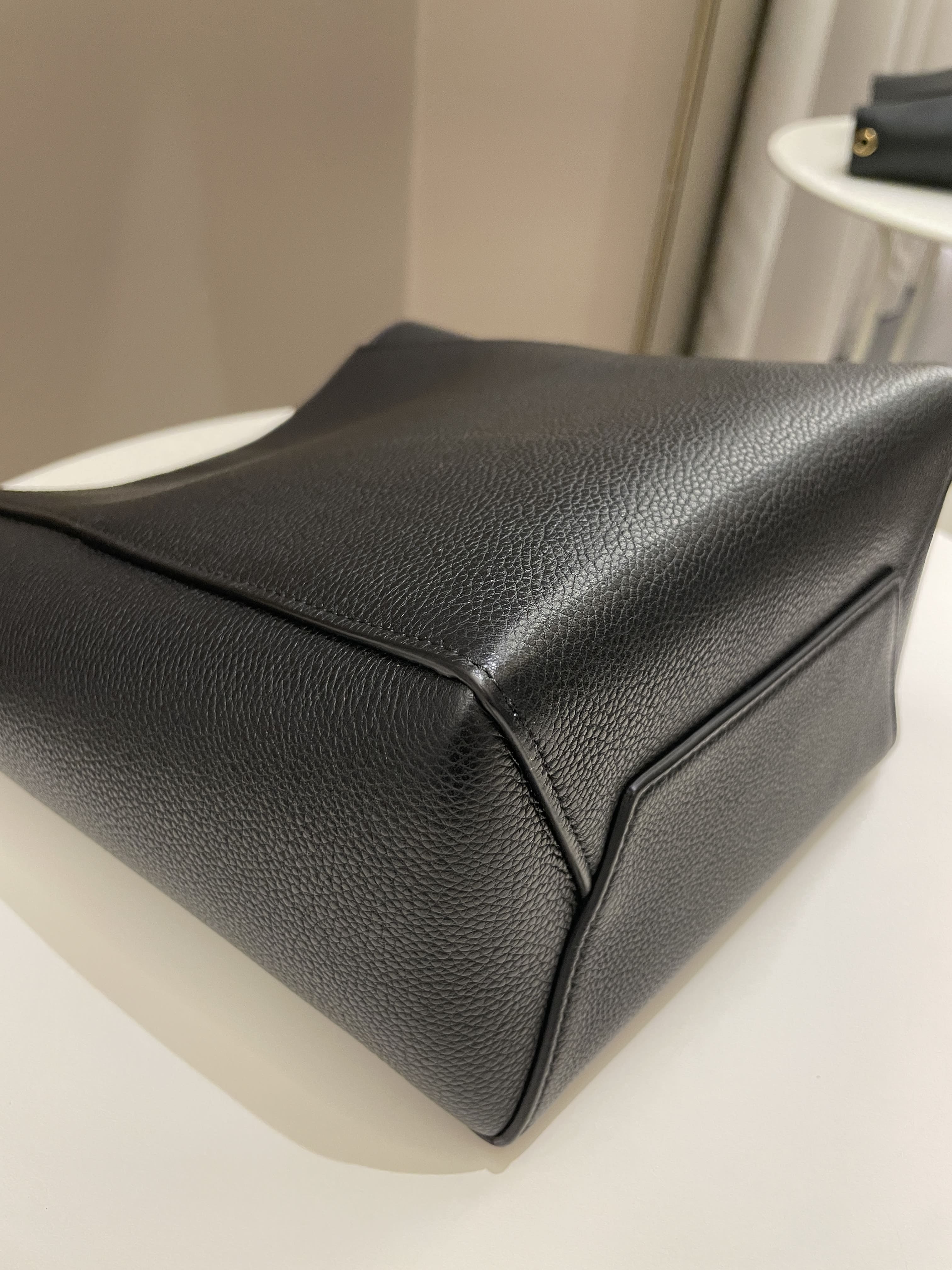 Celine Sangle Bucket Bag Black Grainy Calfskin