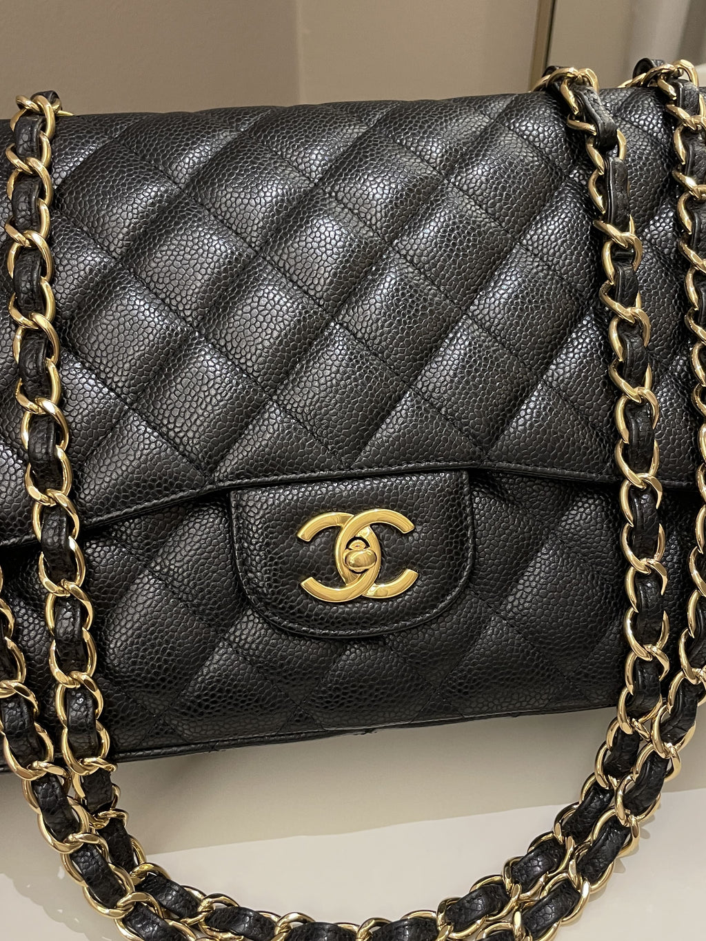 Chanel Classic Quilted Jumbo Single Flap Black Caviar