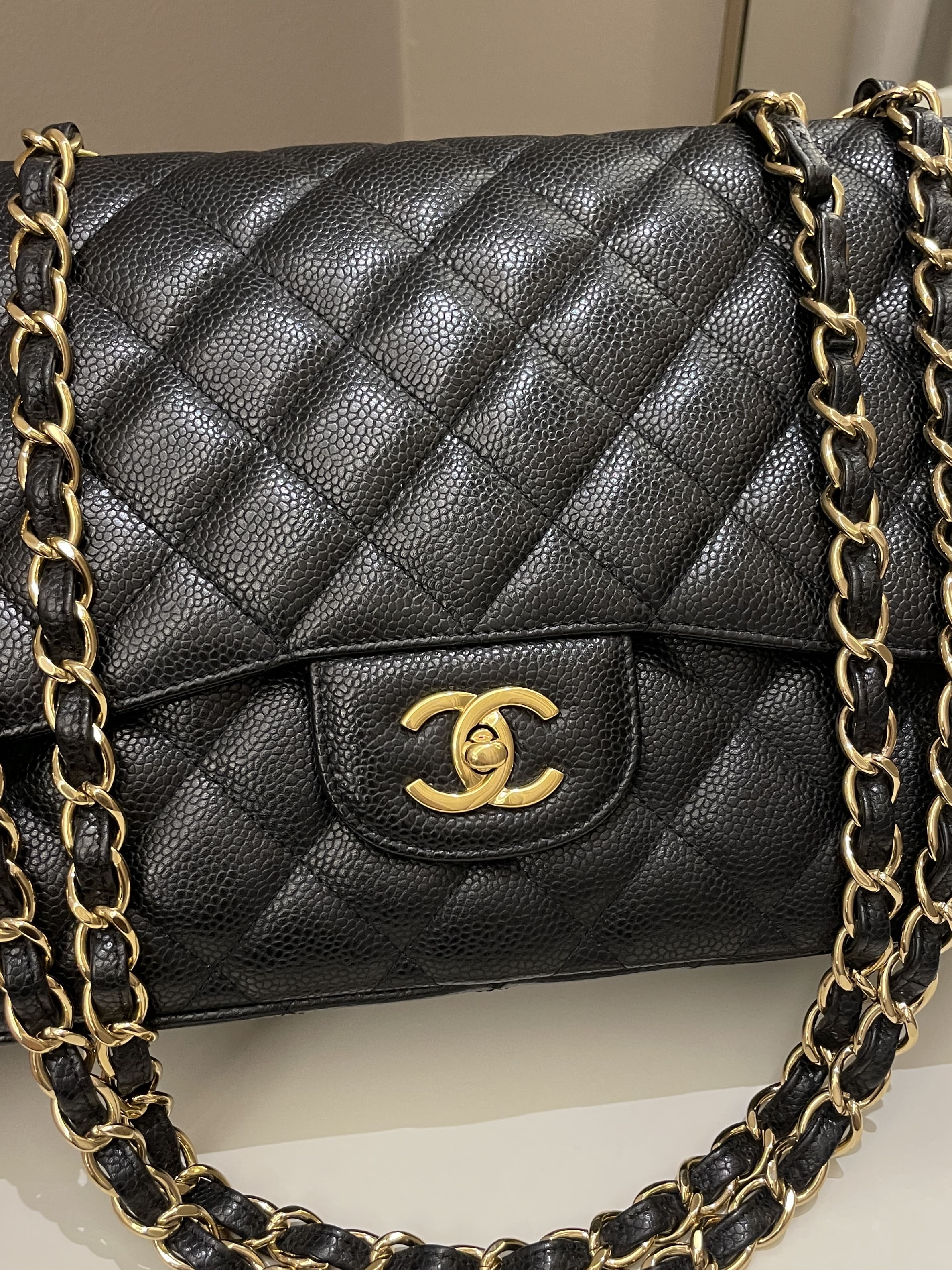 Chanel Classic Quilted Jumbo Single Flap Black Caviar