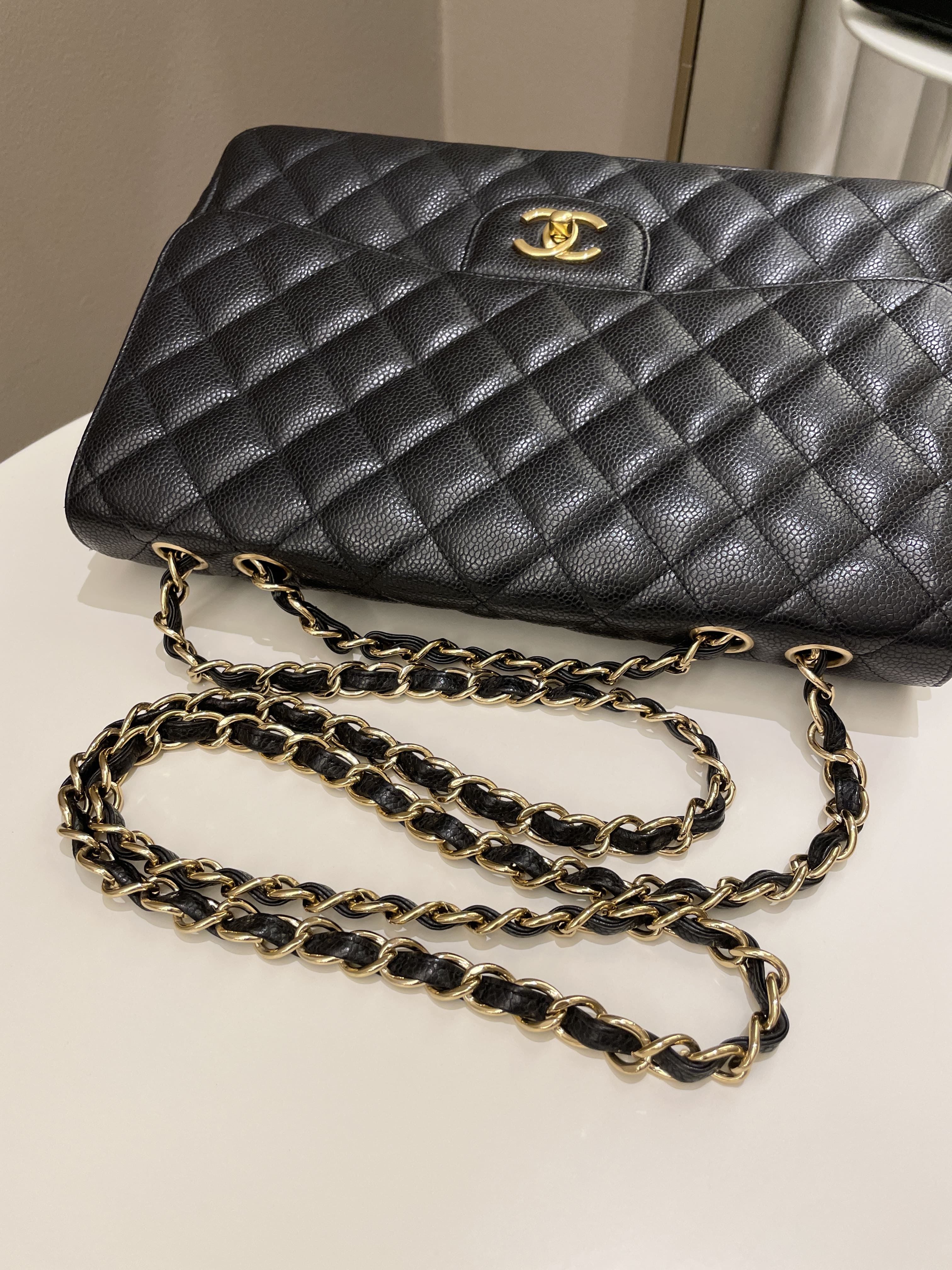 Chanel Classic Quilted Jumbo Single Flap Black Caviar
