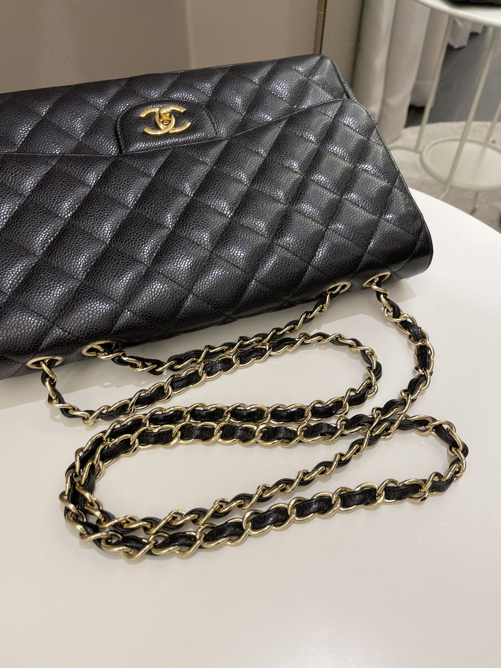 Chanel Classic Quilted Jumbo Single Flap Black Caviar