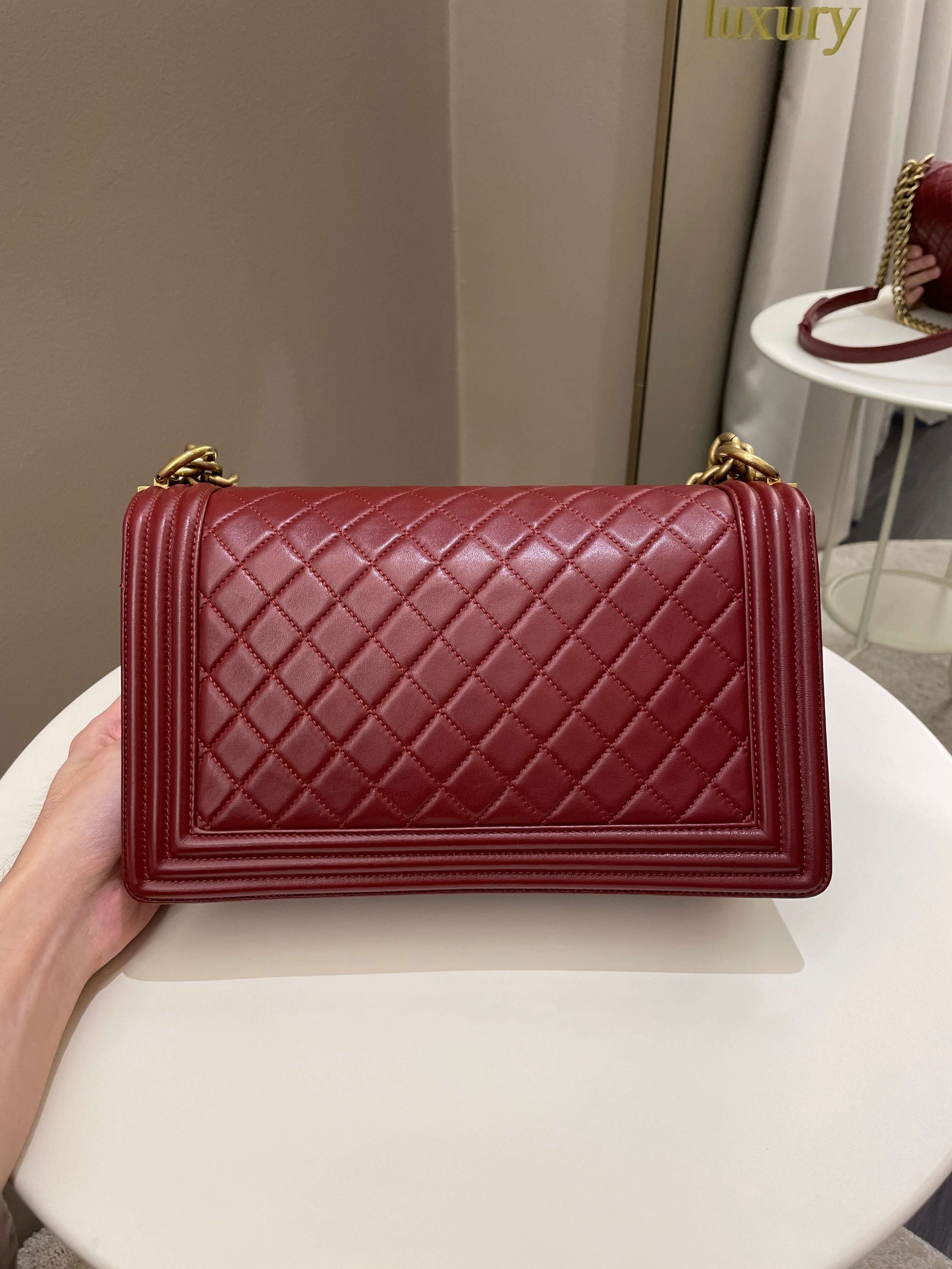 Chanel Quilted New Medium Boy Burgundy Lambskin