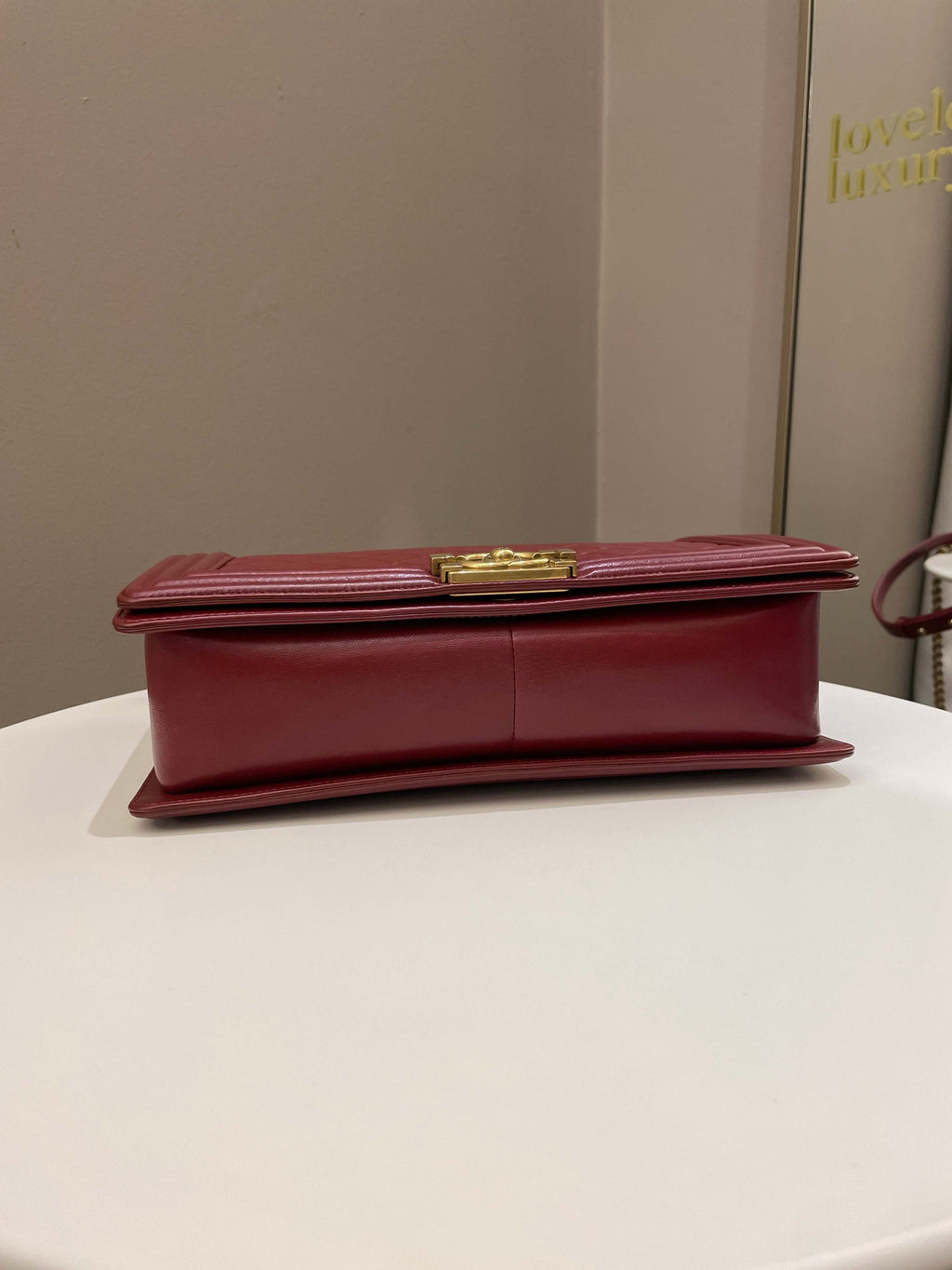 Chanel Quilted New Medium Boy Burgundy Lambskin