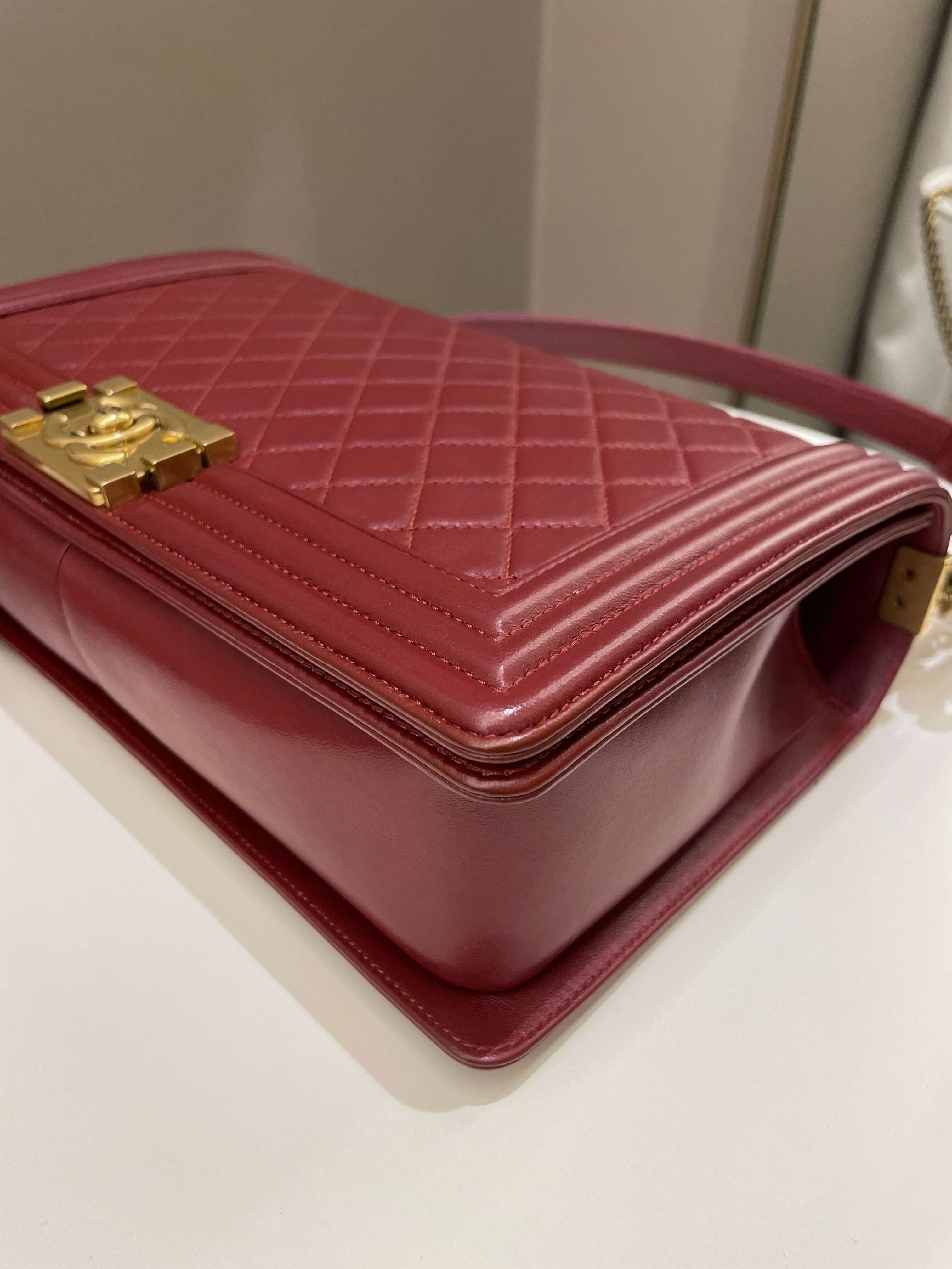 Chanel Quilted New Medium Boy Burgundy Lambskin