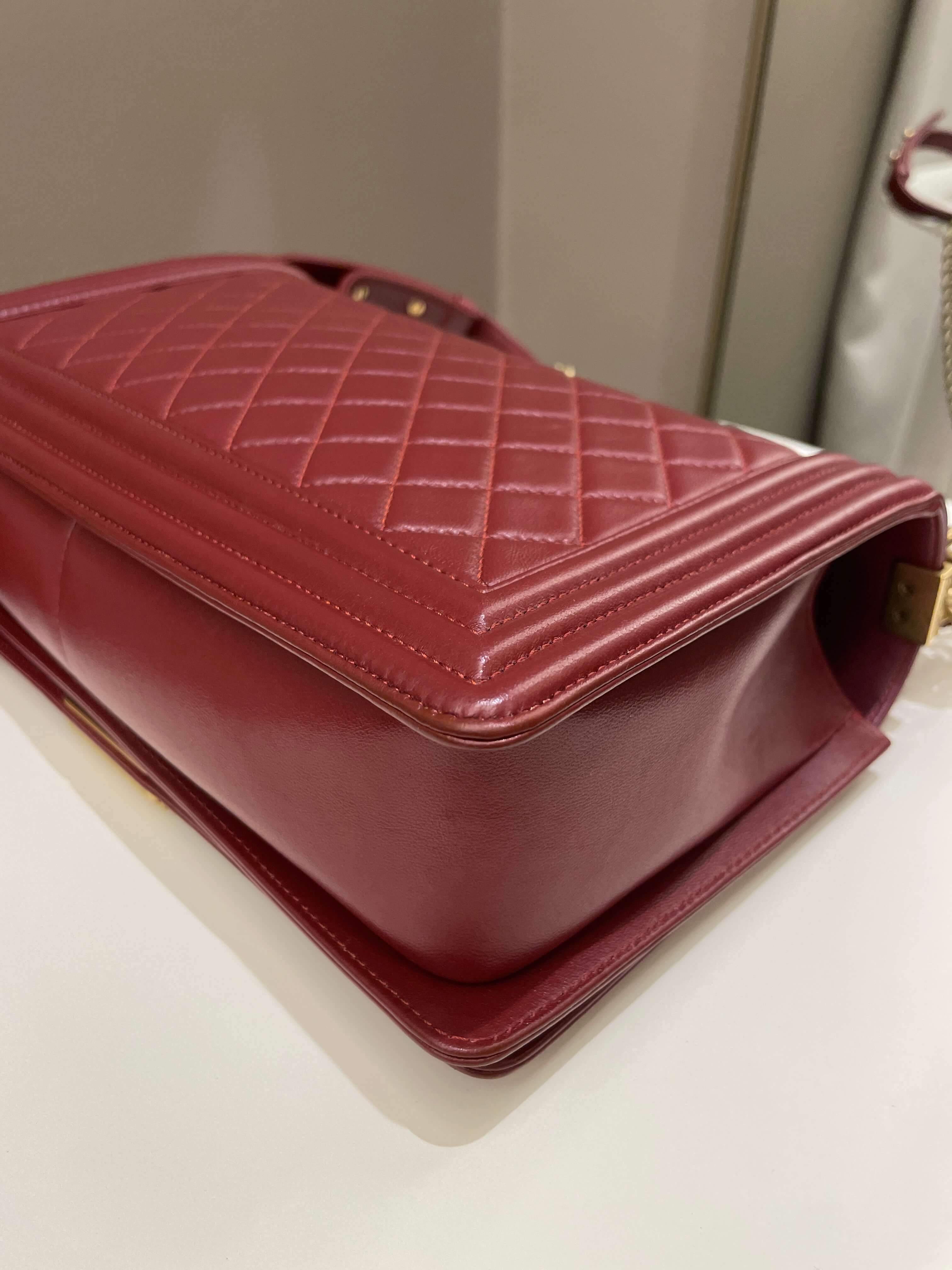 Chanel Quilted New Medium Boy Burgundy Lambskin