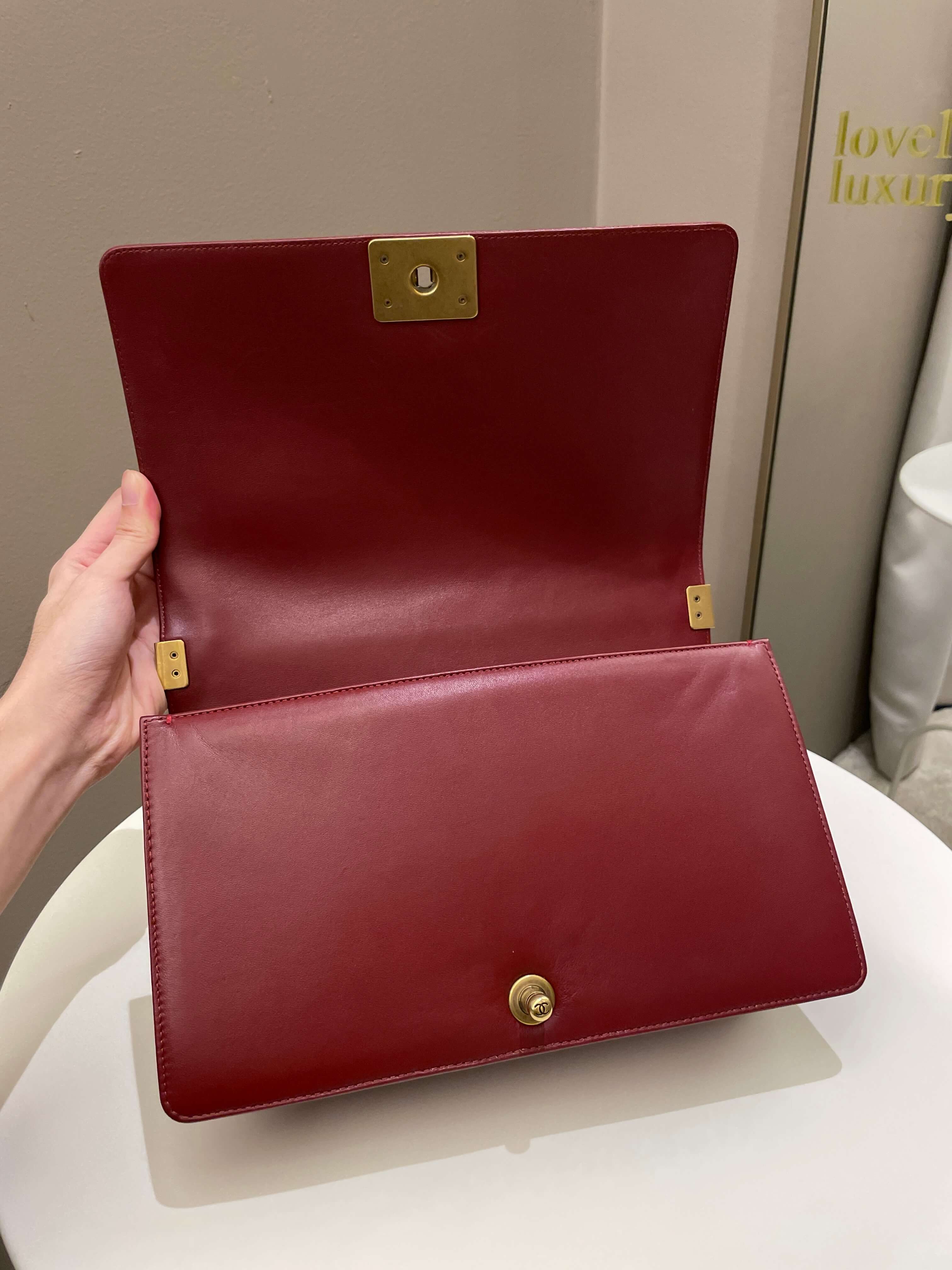 Chanel Quilted New Medium Boy Burgundy Lambskin