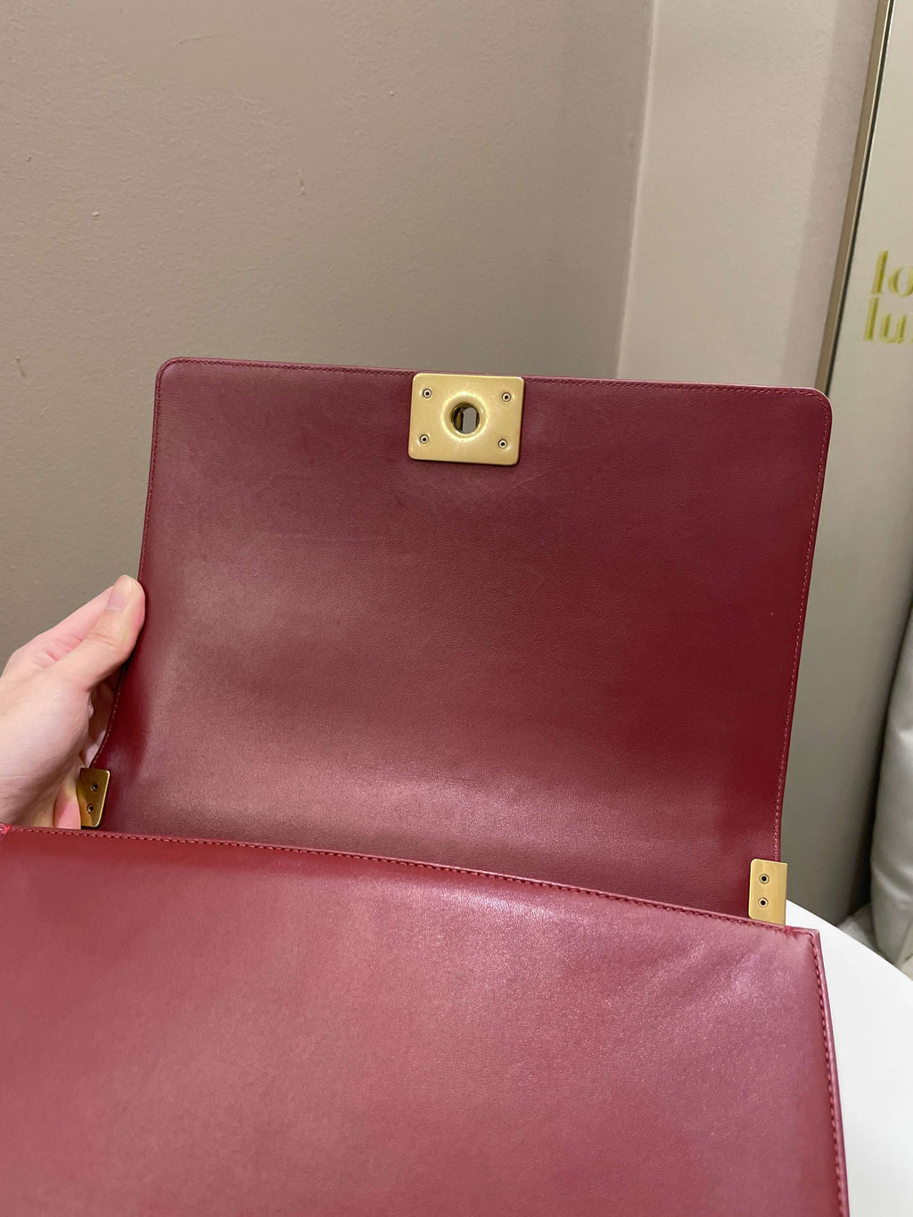 Chanel Quilted New Medium Boy Burgundy Lambskin