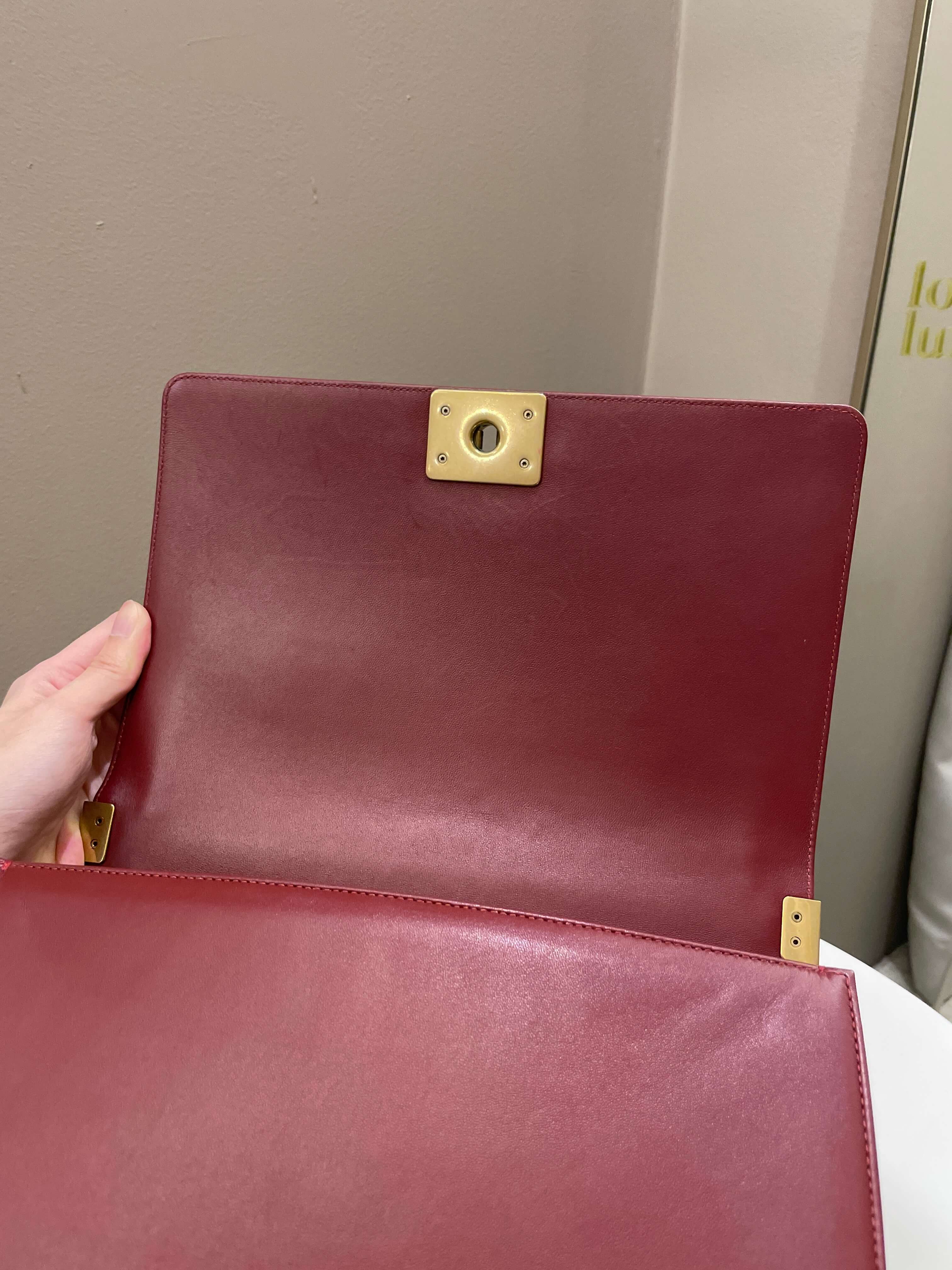 Chanel Quilted New Medium Boy Burgundy Lambskin