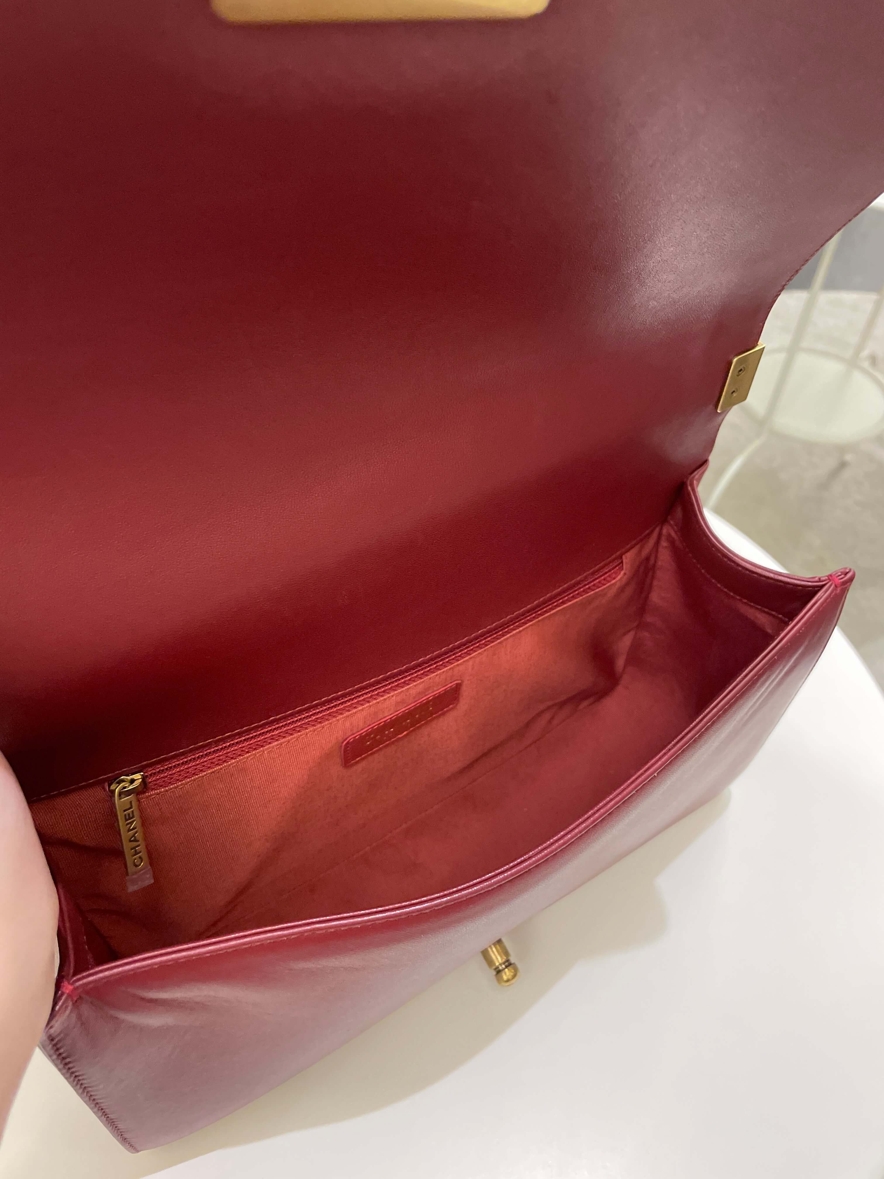 Chanel Quilted New Medium Boy Burgundy Lambskin