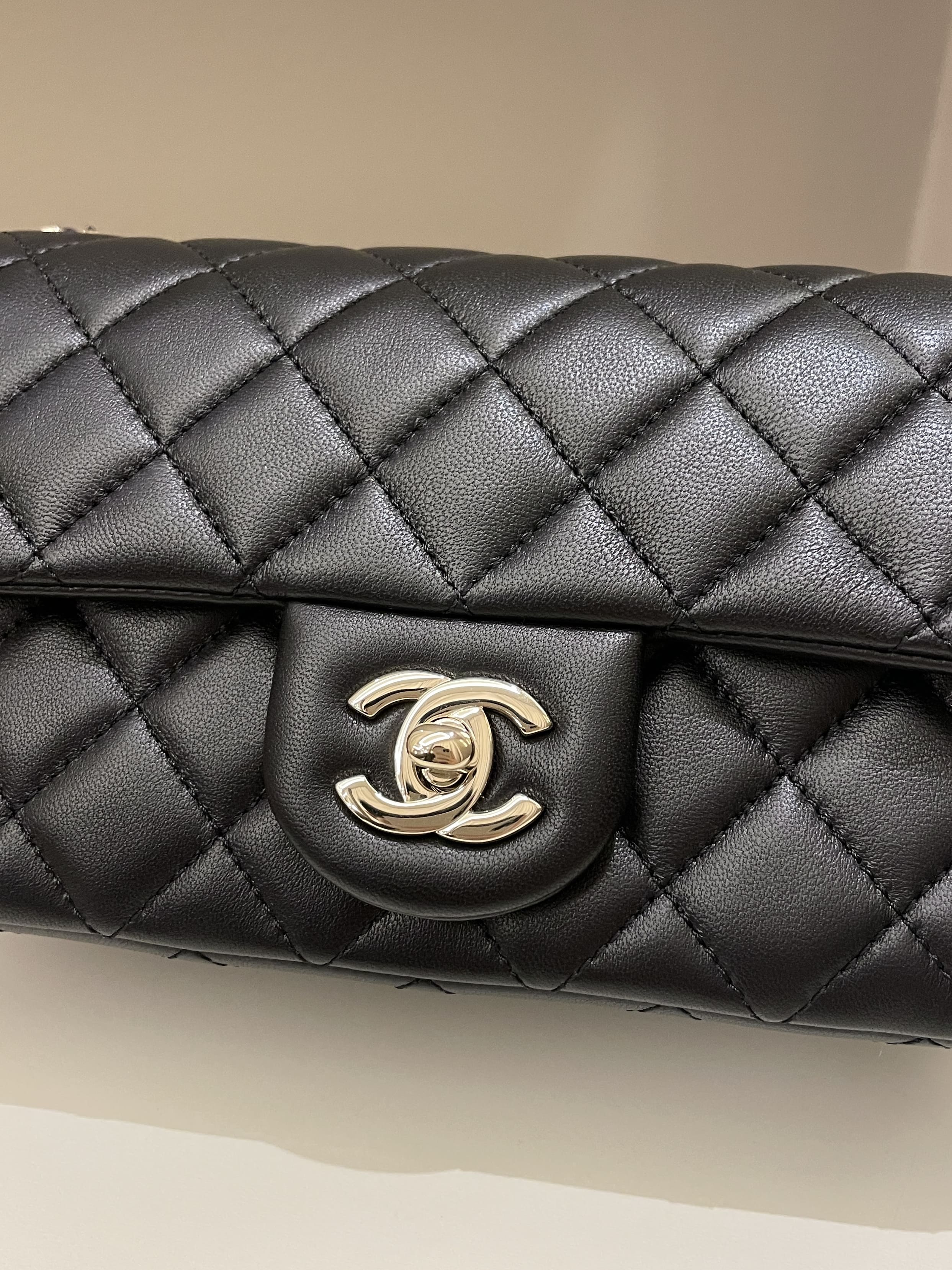 Chanel 23C Pearl Crush Quilted Mini Rectangular Black Lambskin