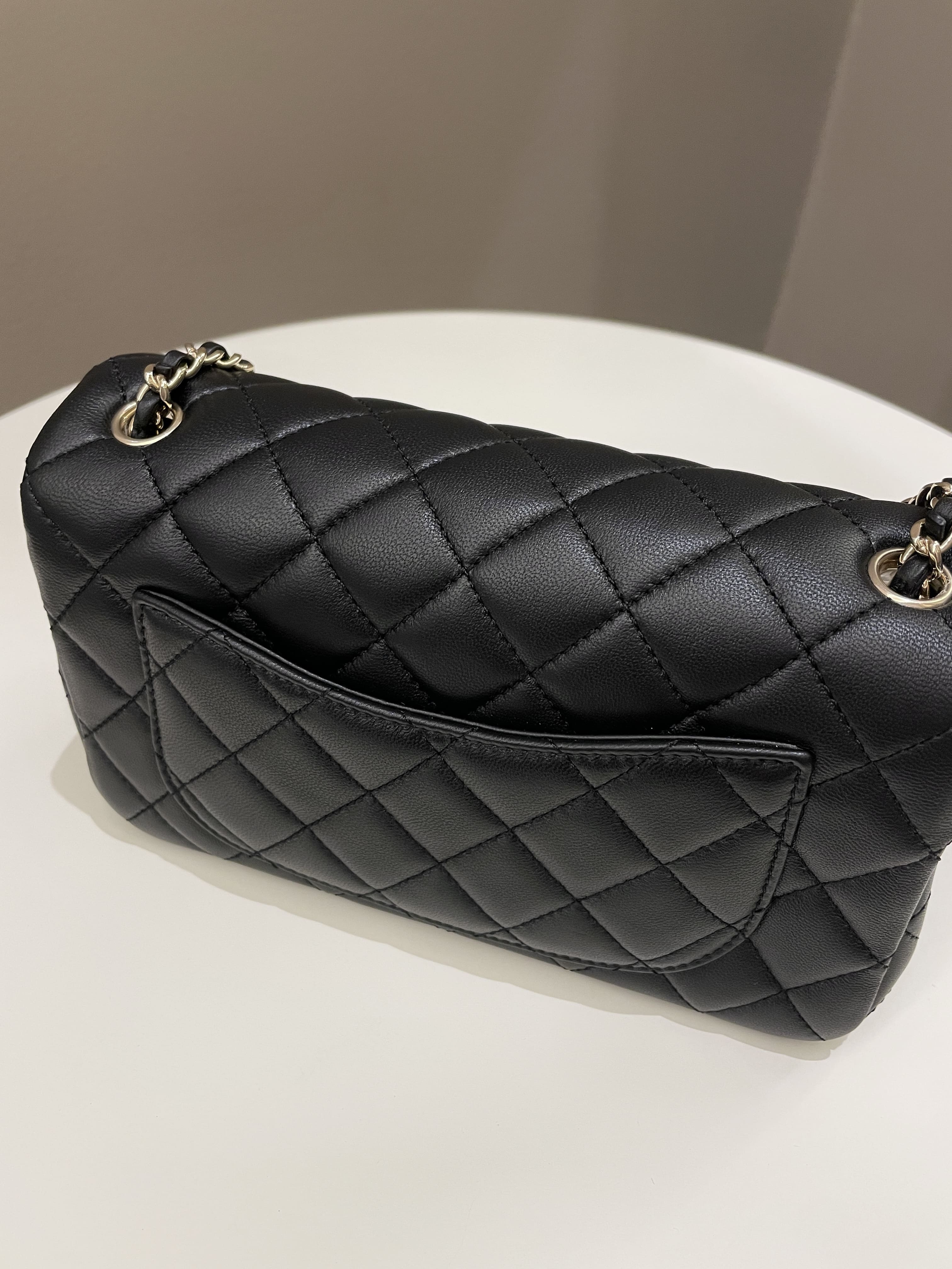 Chanel 23C Pearl Crush Quilted Mini Rectangular Black Lambskin
