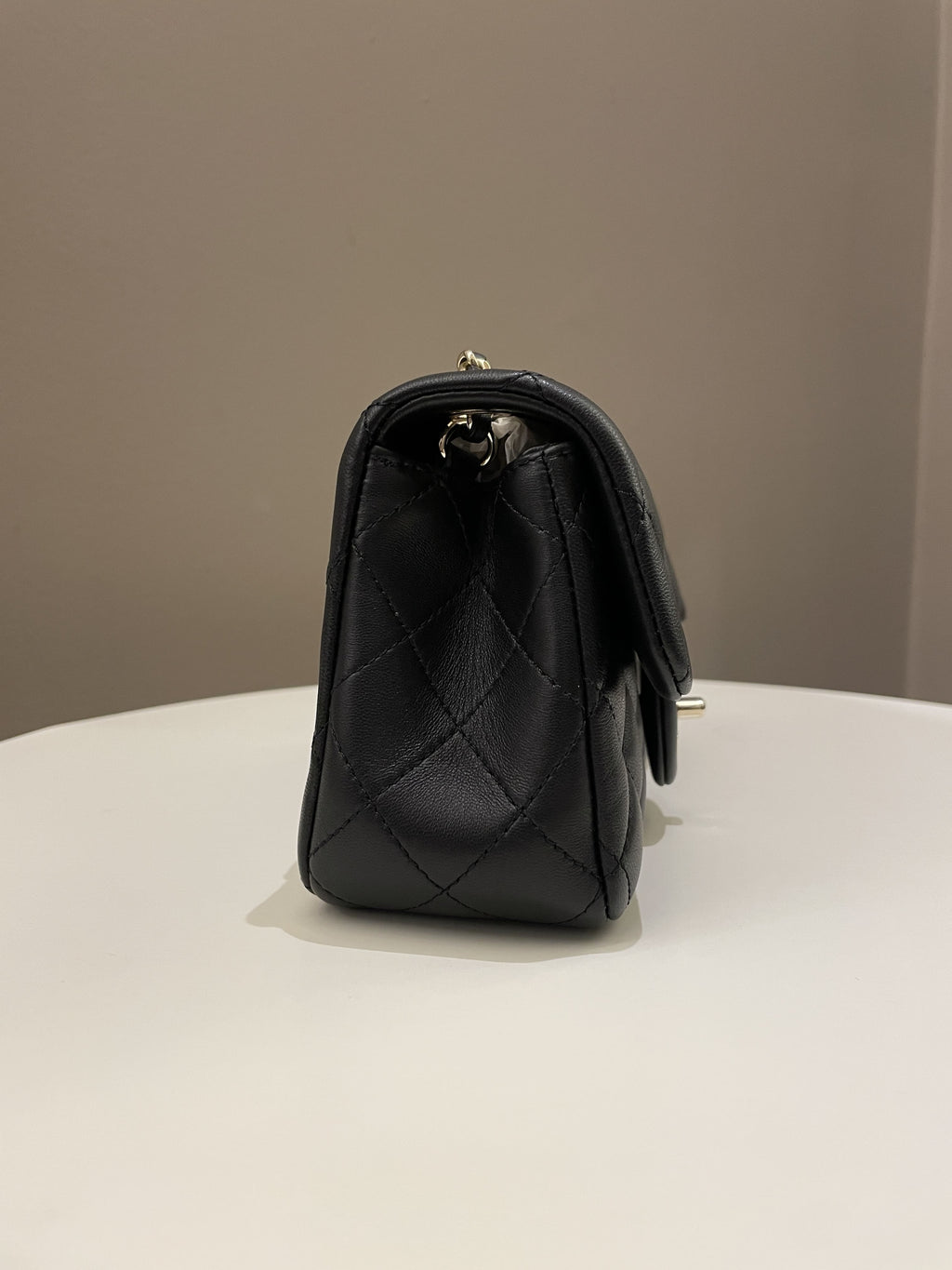 Chanel 23C Pearl Crush Quilted Mini Rectangular Black Lambskin
