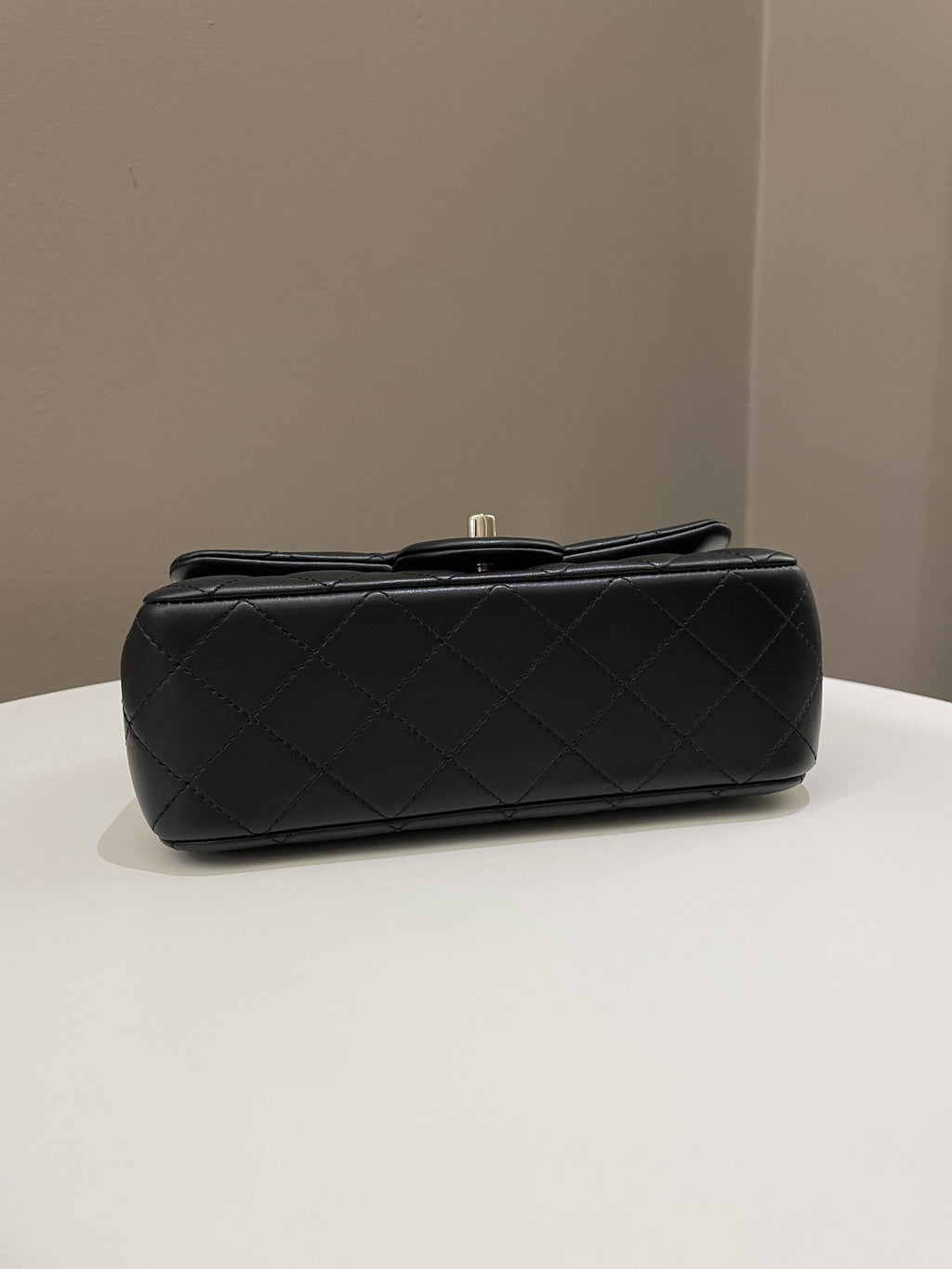 Chanel 23C Pearl Crush Quilted Mini Rectangular Black Lambskin