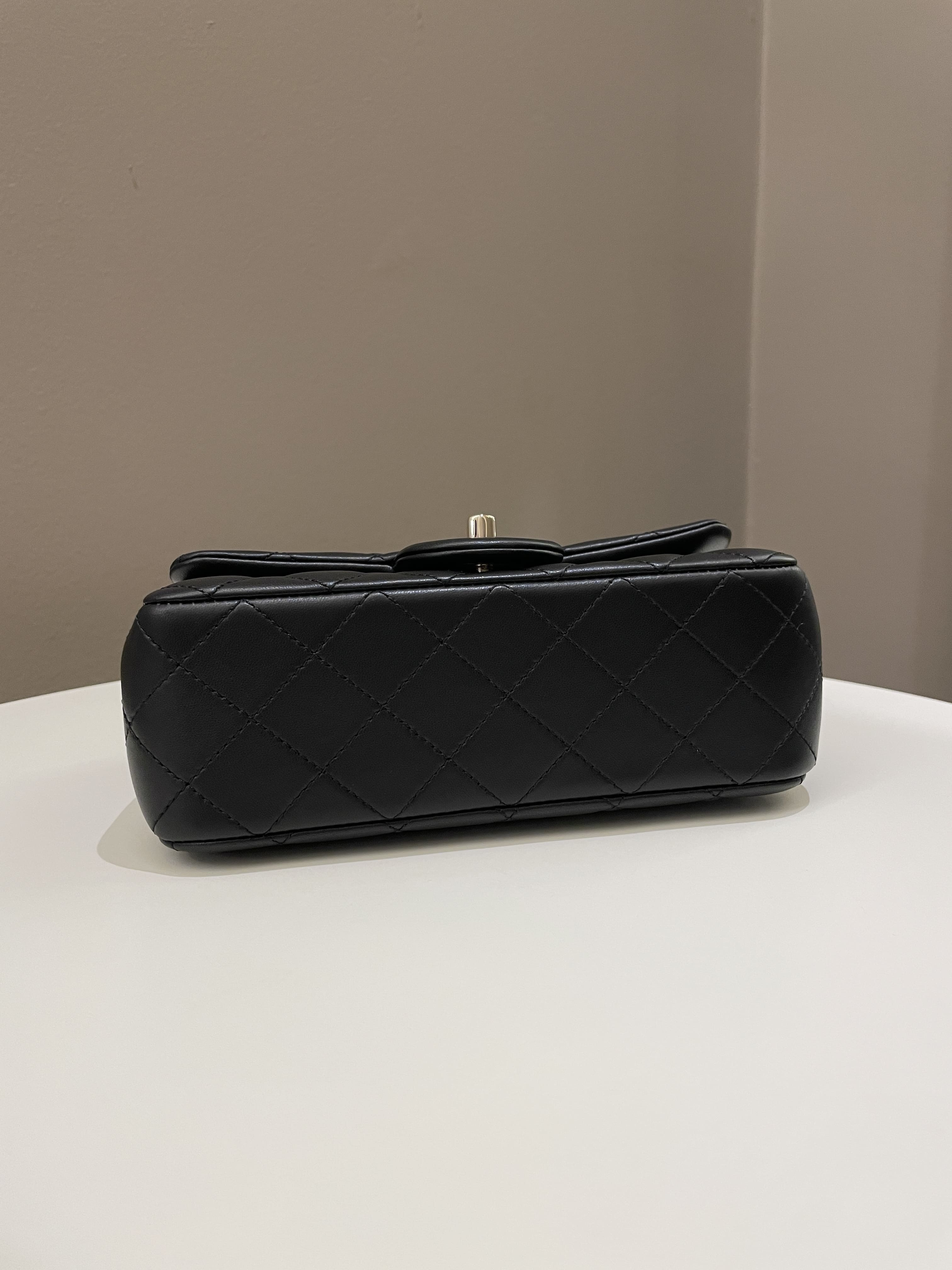 Chanel 23C Pearl Crush Quilted Mini Rectangular Black Lambskin