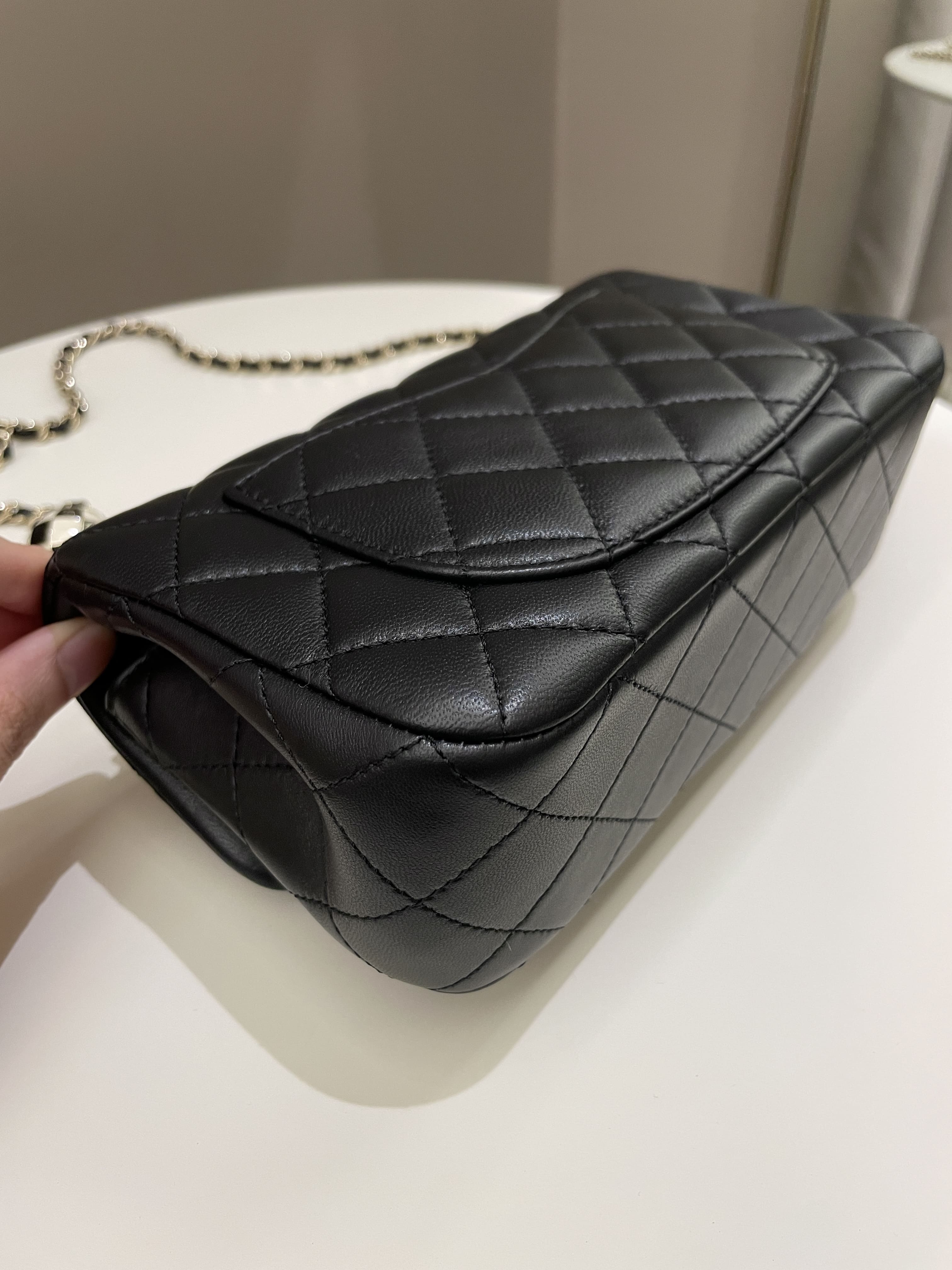 Chanel 23C Pearl Crush Quilted Mini Rectangular Black Lambskin