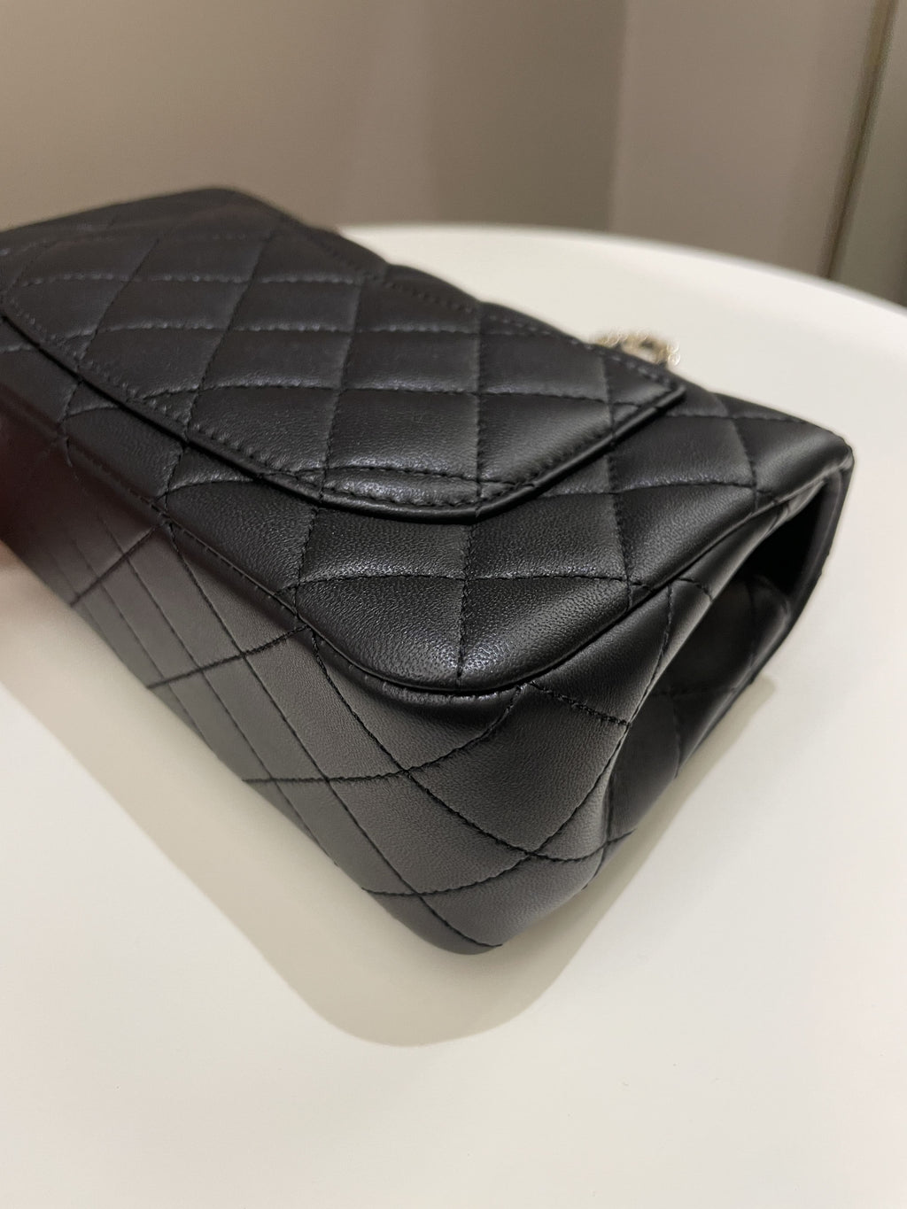 Chanel 23C Pearl Crush Quilted Mini Rectangular Black Lambskin