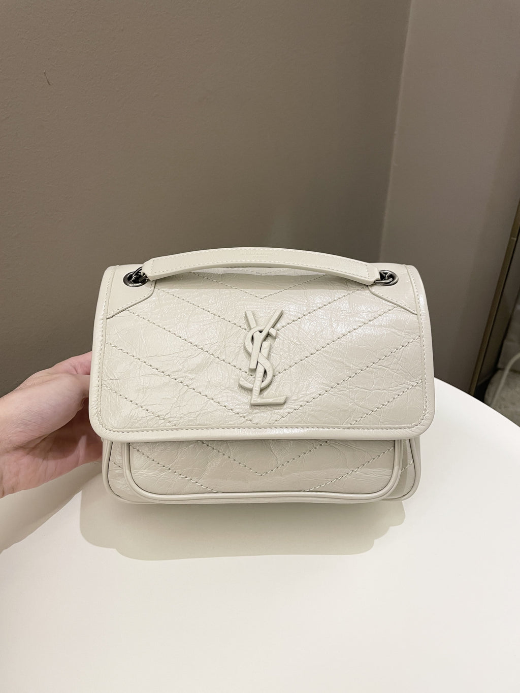 Saint Laurent Niki Baby Creme Aged Calfskin