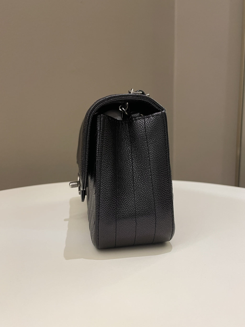 Chanel 17B Classic Chevron Mini Rectangular Black Iridescent Caviar