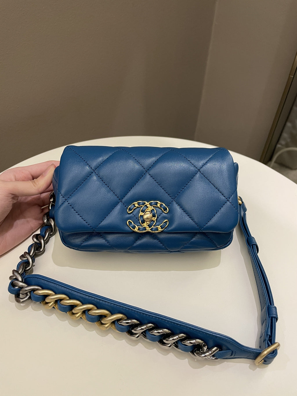 Chanel 19 Waist Belt Flap Bag Turquoise Lambskin