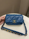 Chanel 19 Waist Belt Flap Bag Turquoise Lambskin