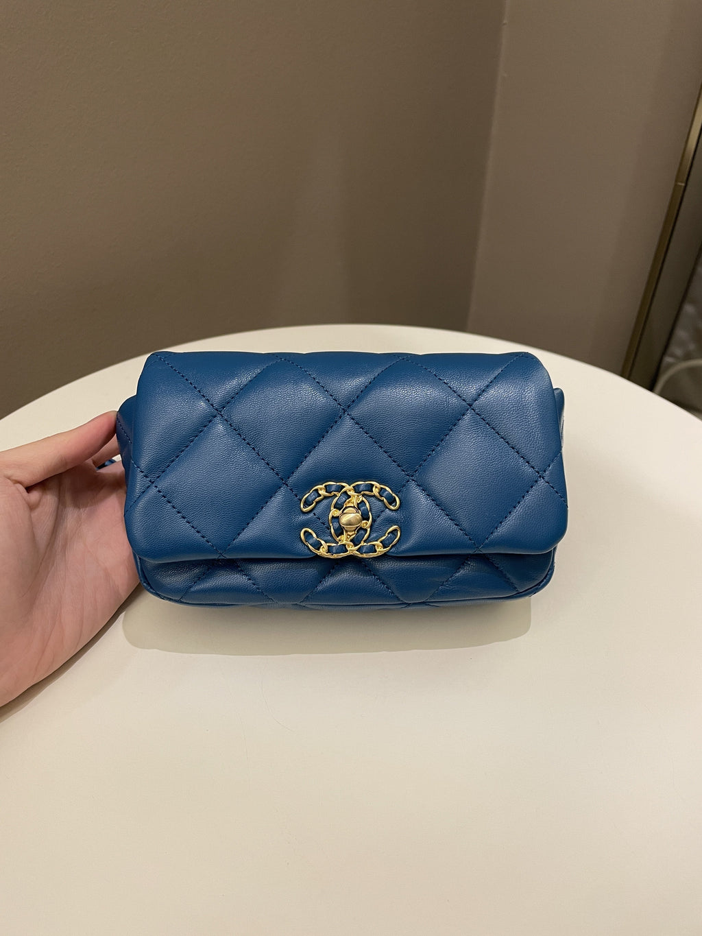 Chanel 19 Waist Belt Flap Bag Turquoise Lambskin