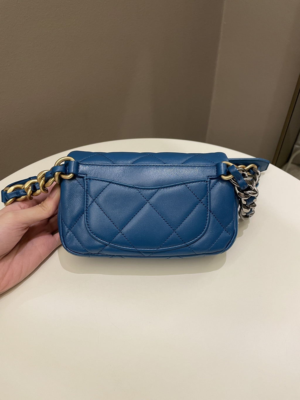 Chanel 19 Waist Belt Flap Bag Turquoise Lambskin