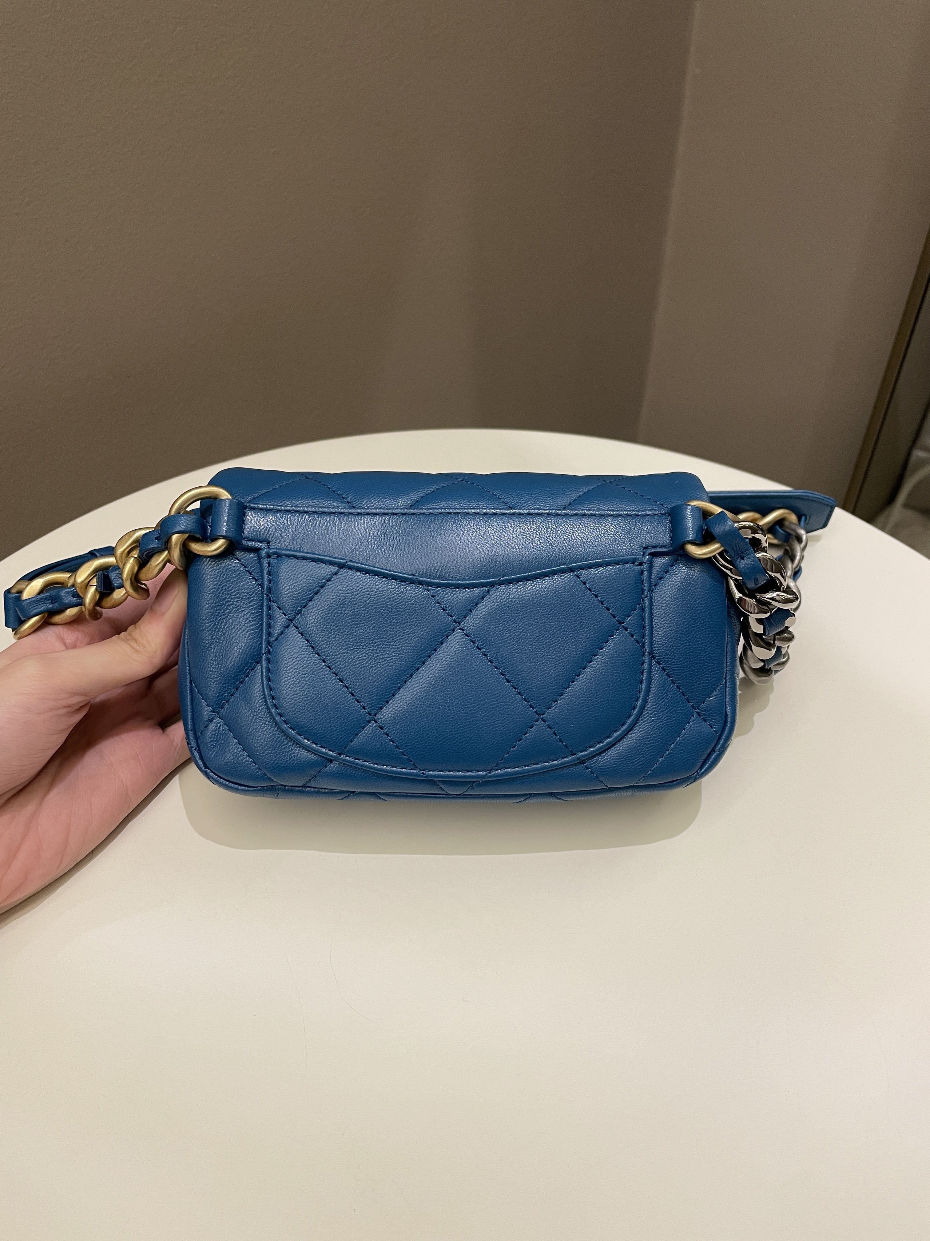 Chanel 19 Waist Belt Flap Bag Turquoise Lambskin