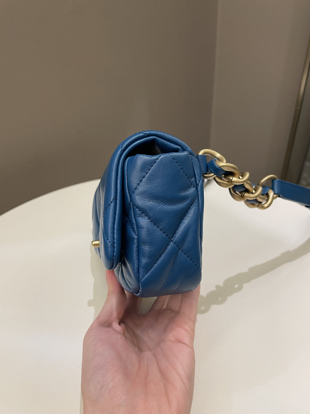 Chanel 19 Waist Belt Flap Bag Turquoise Lambskin