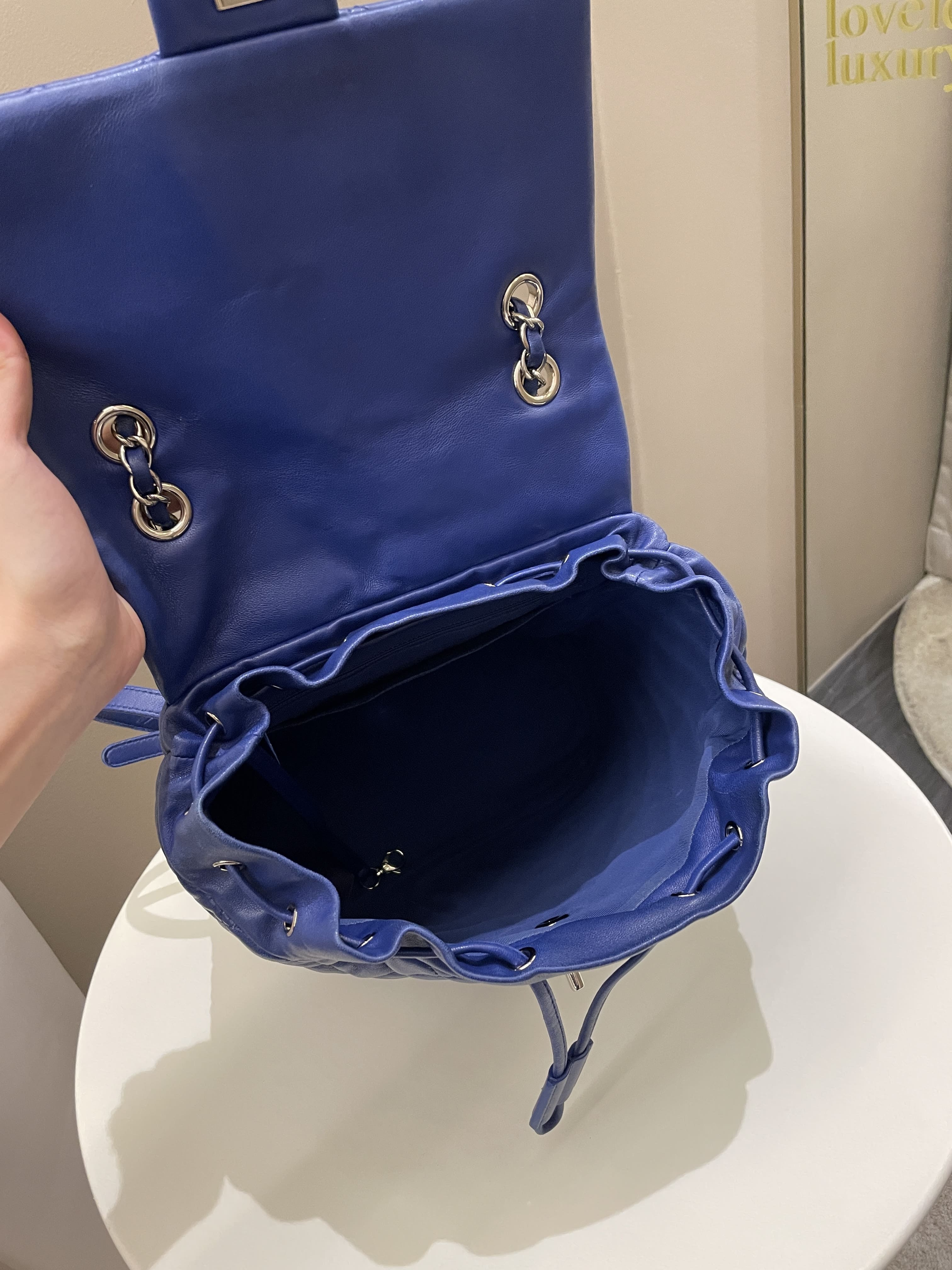 Chanel Urban Spirit Backpack Blue Lambskin